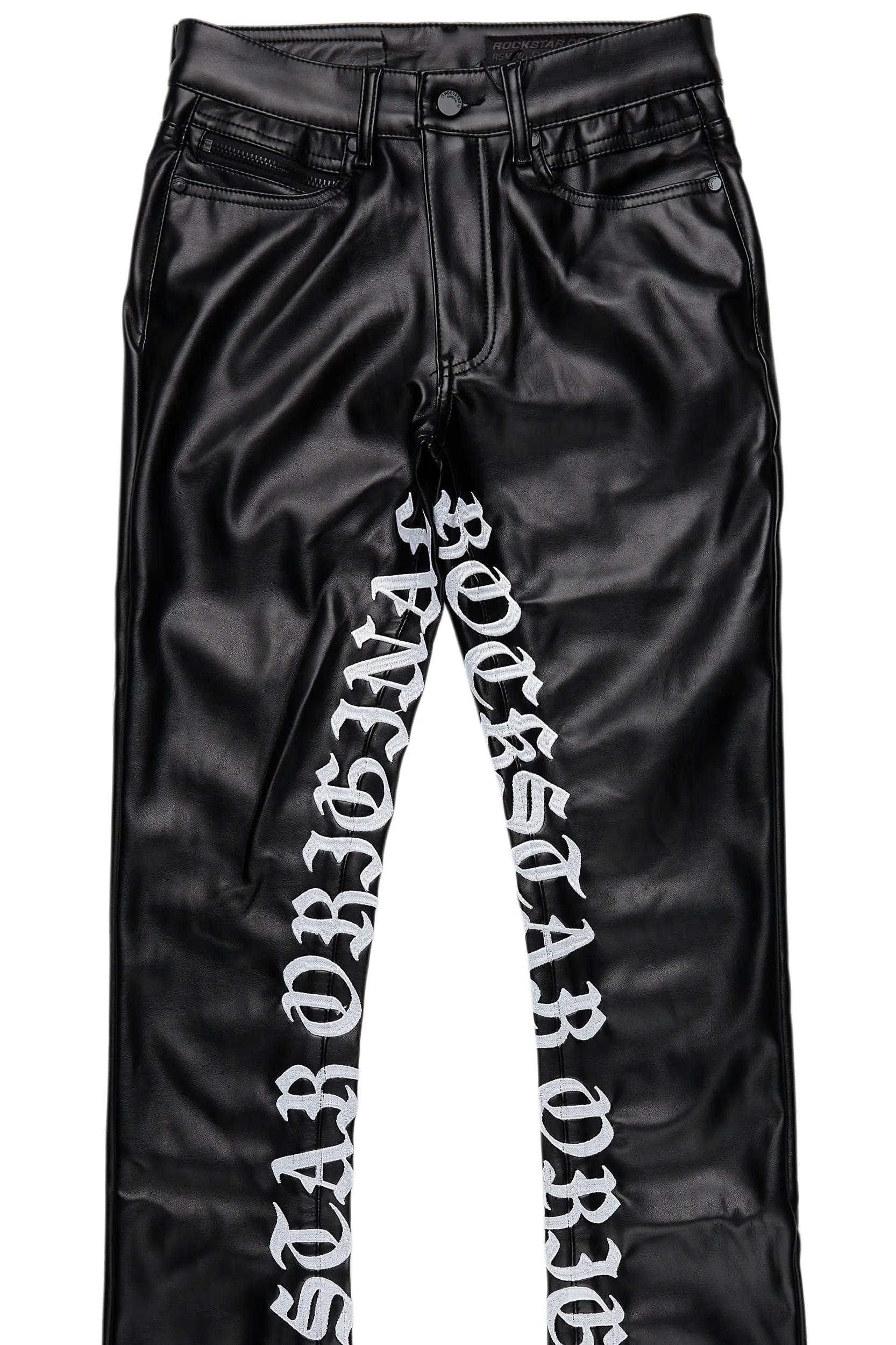 Elian Black PU Stacked Flare Jean Male Product Image