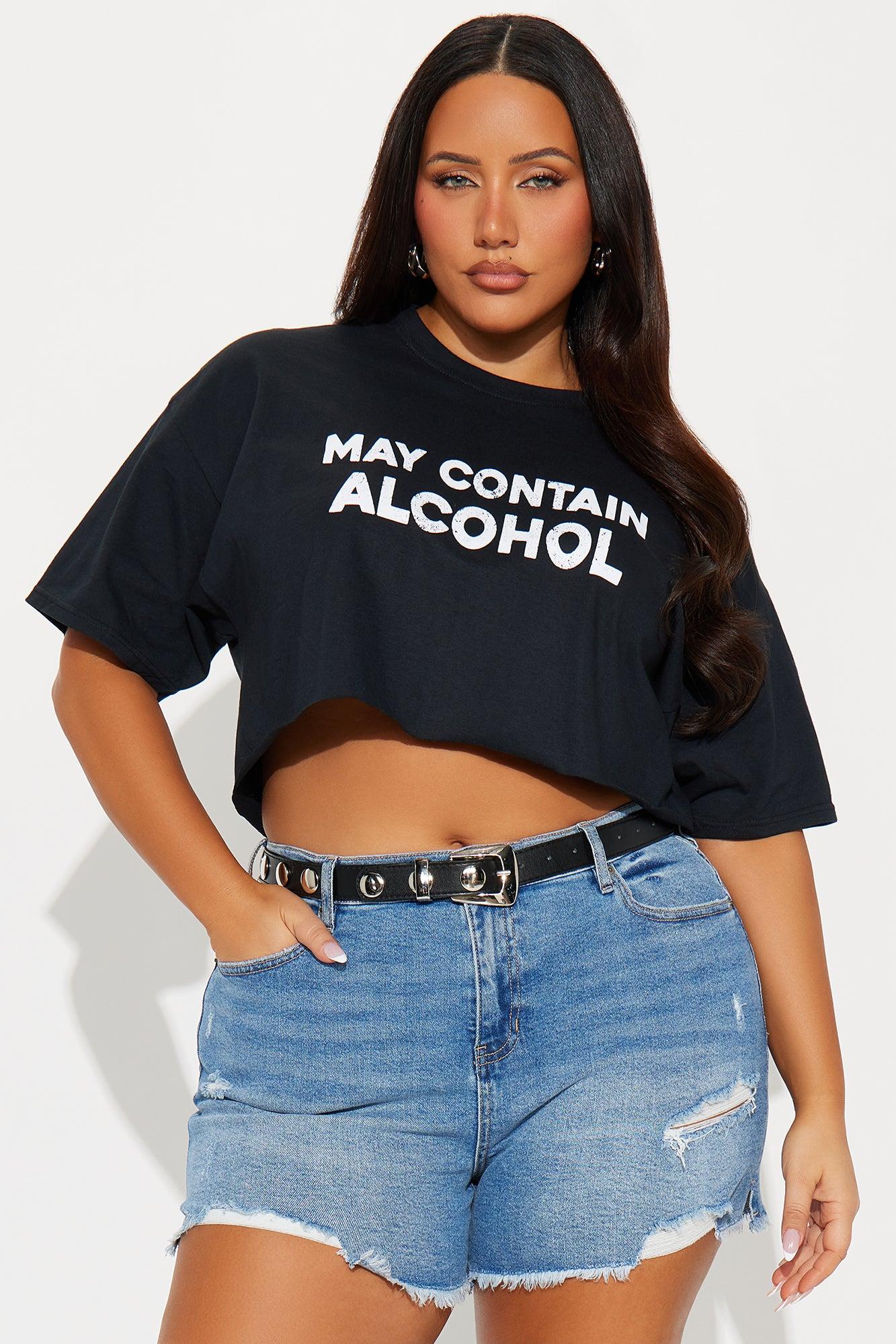 She May Contain Alcohol Cropped Tee - Black Product Image