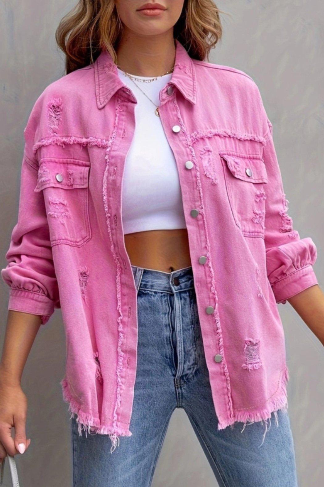 Ripped Loose Denim Jacket Product Image