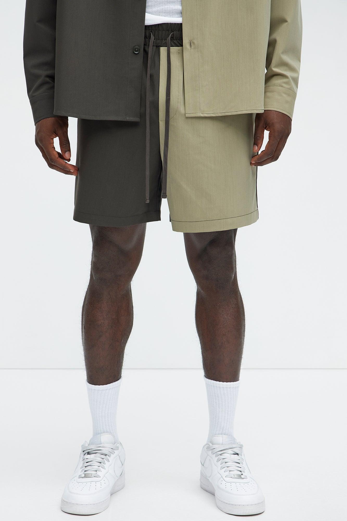 Colorblock Casual Short - Olive/combo Product Image
