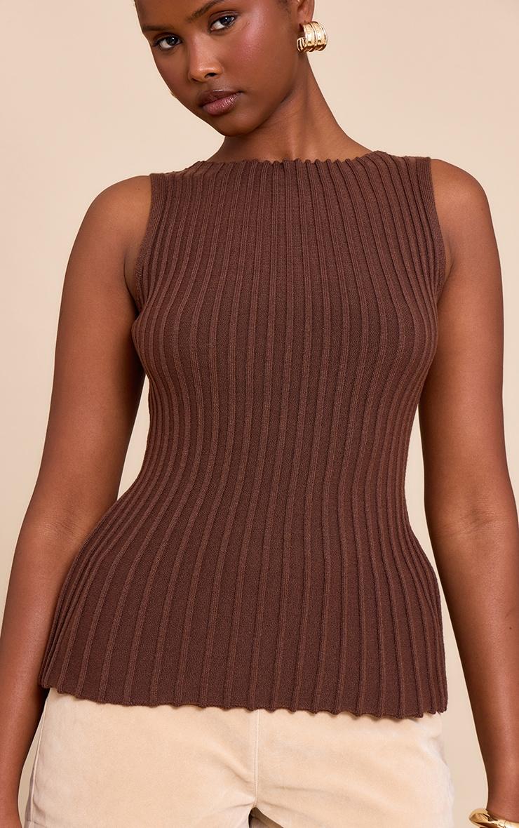 Chocolate Knit Boat Neck Peplum Top Product Image
