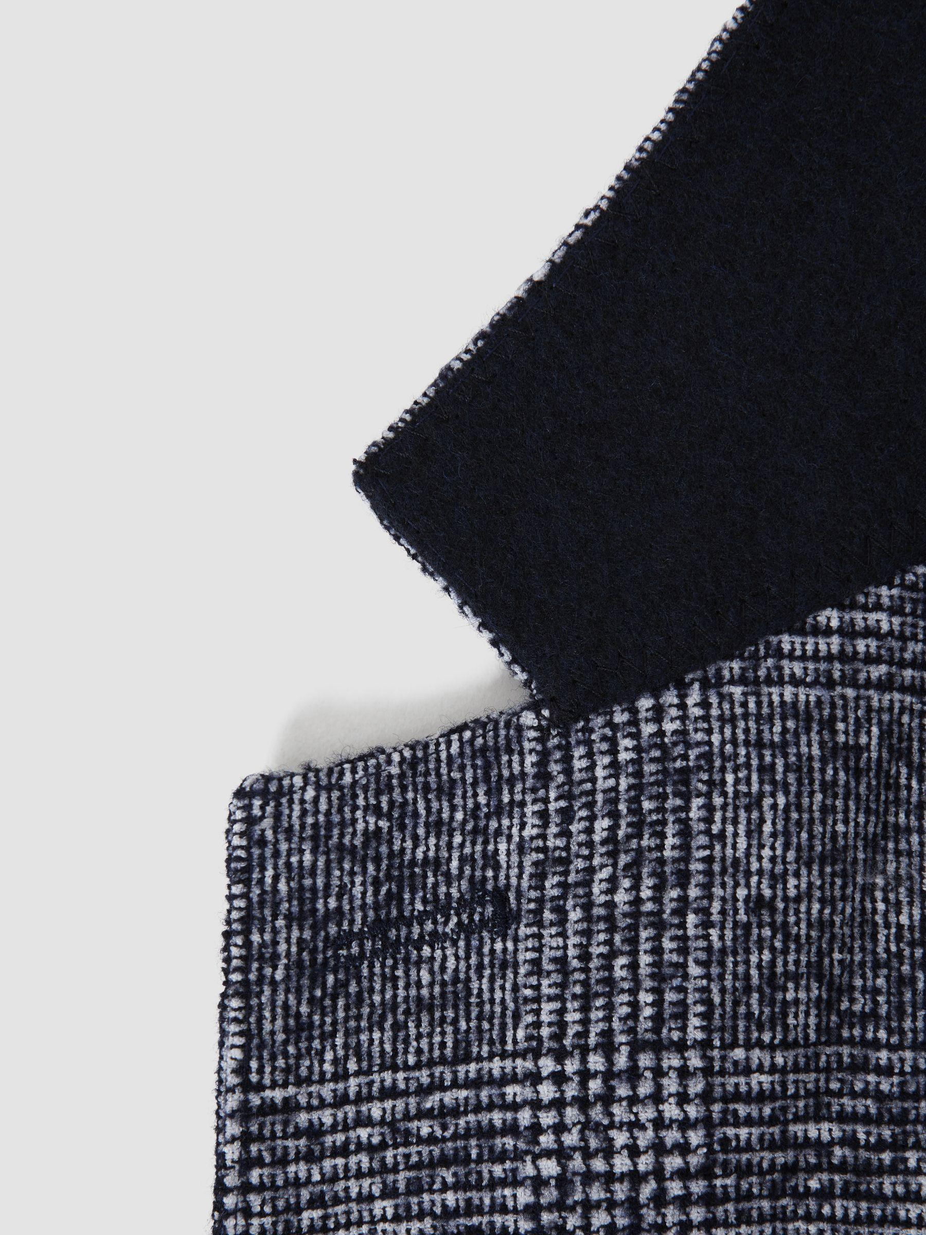 Slim Fit Single Breasted Check Blazer in Navy Product Image