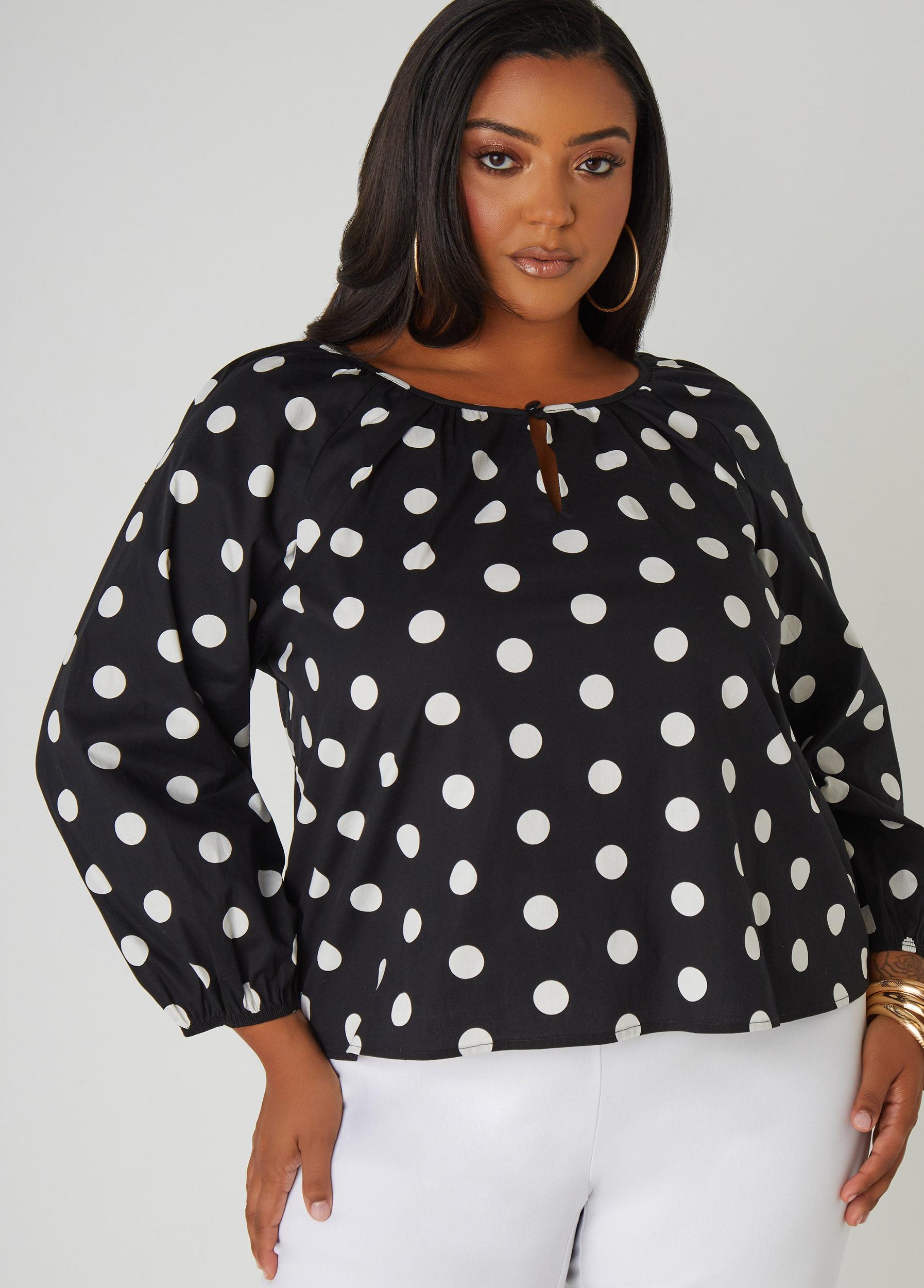 Polka Dot Poplin Blouse Product Image