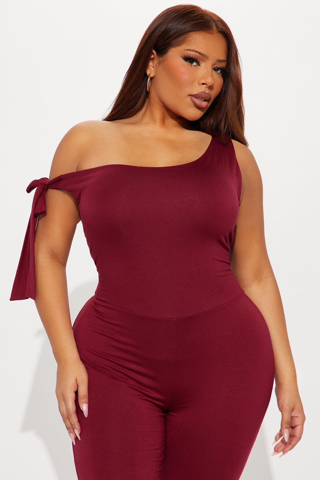 Sweet Like Candy Capri Jumpsuit - Burgundy Product Image
