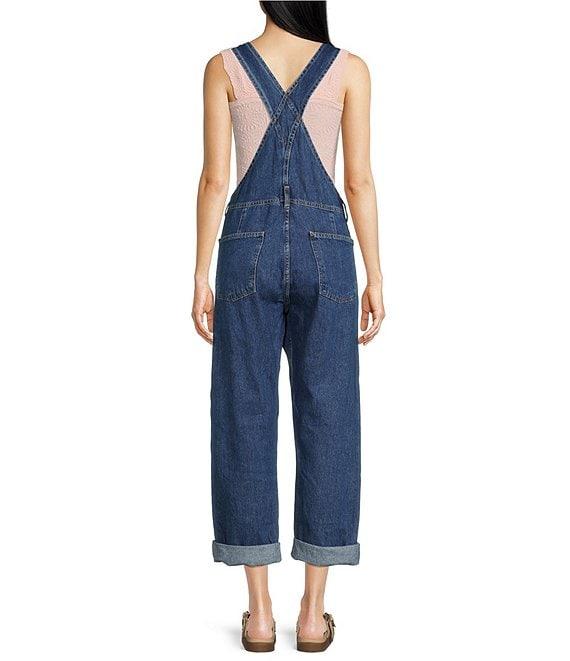 Free People Ziggy Square Neck Sleeveless Denim Cuffed Overalls Product Image