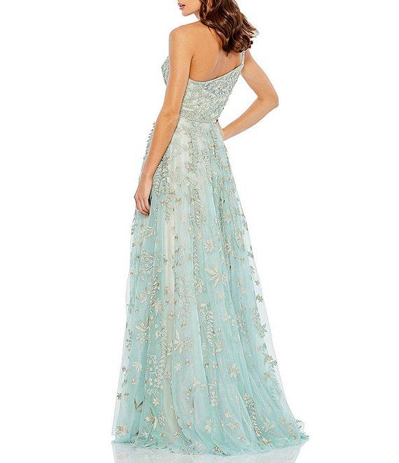 Mac Duggal One Shoulder Embroidered Floral A Line Gown Product Image