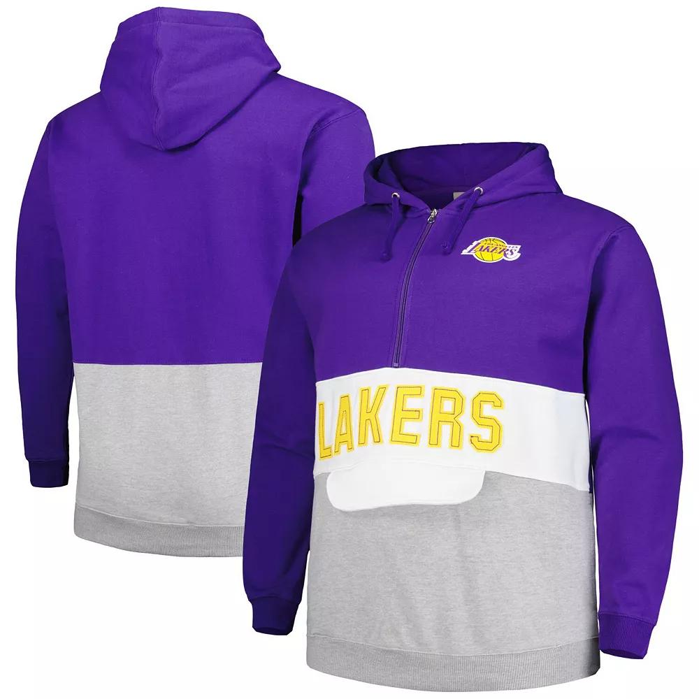 Men's Fanatics Branded Purple Los Angeles Lakers Big & Tall Anorak Half-Zip Hoodie,  Product Image