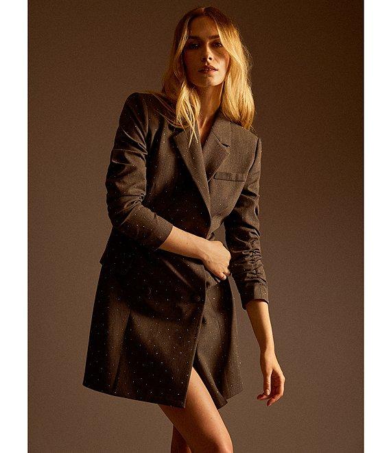 1. STATE Suiting Notch Lapel V-Neck Long Sleeve Double Breasted Mini Blazer Dress Product Image