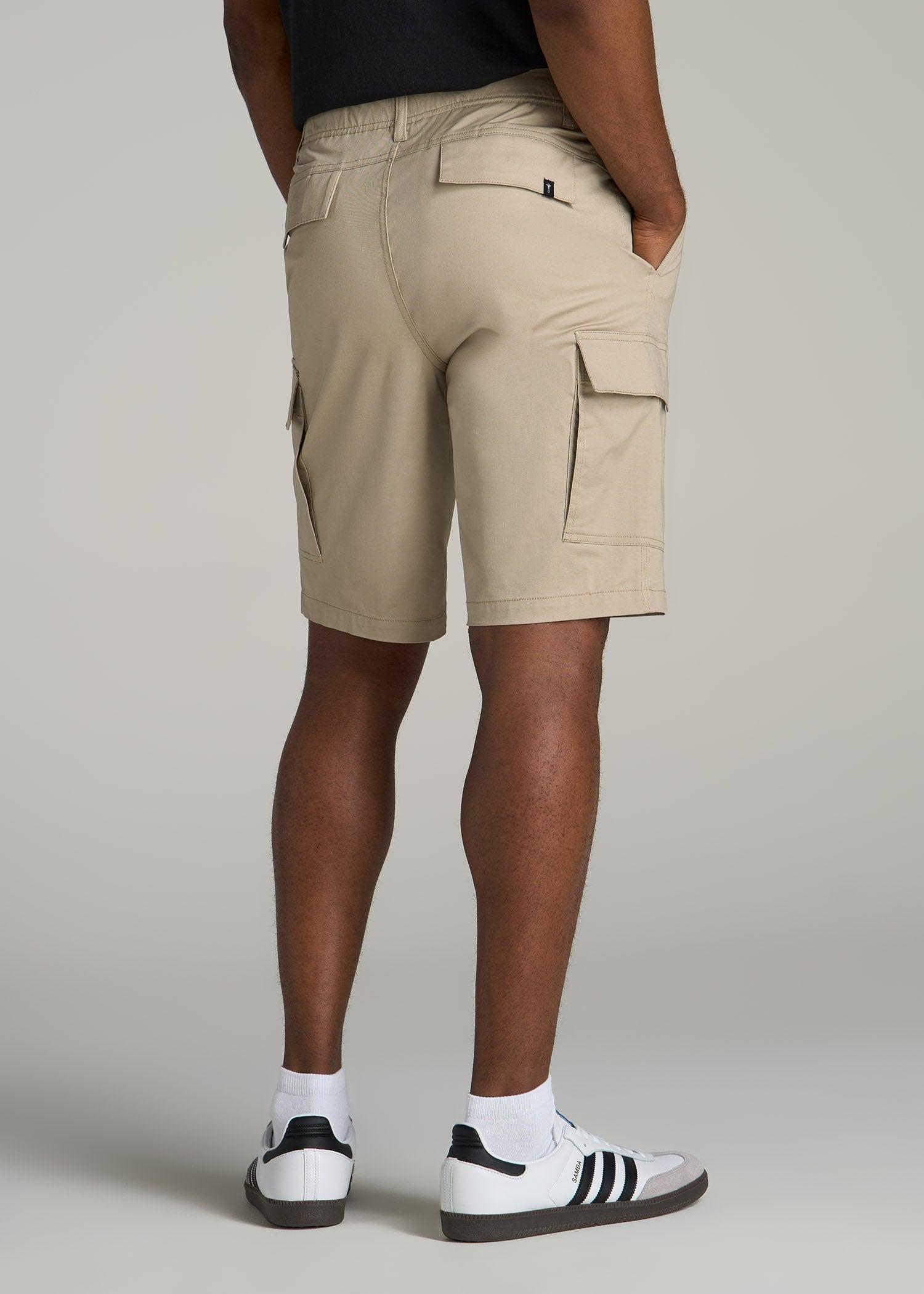 Stretch Twill Cargo Shorts for Tall Men in Light Khaki Male Product Image