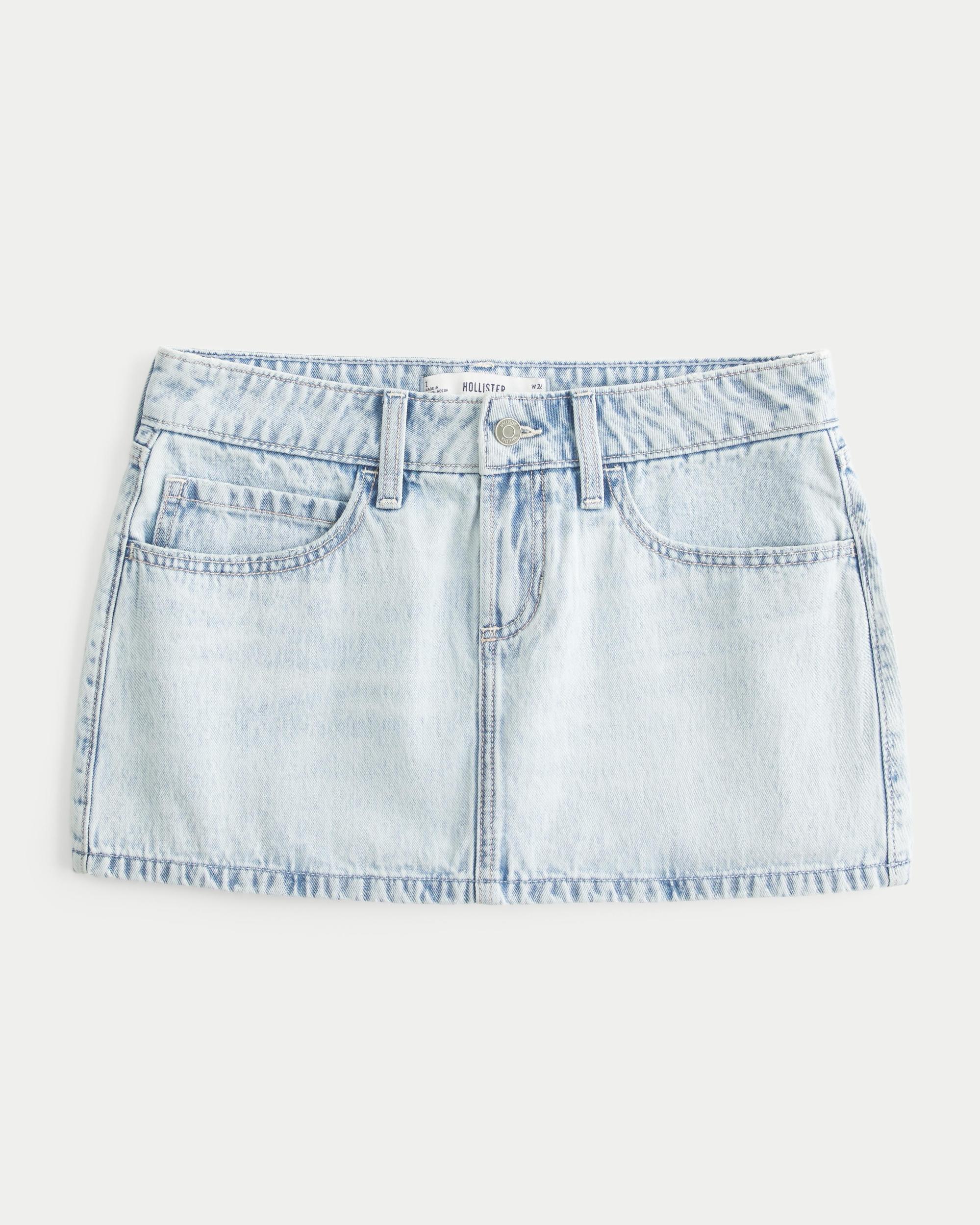 Low-Rise Pink Denim Mini Skort Product Image