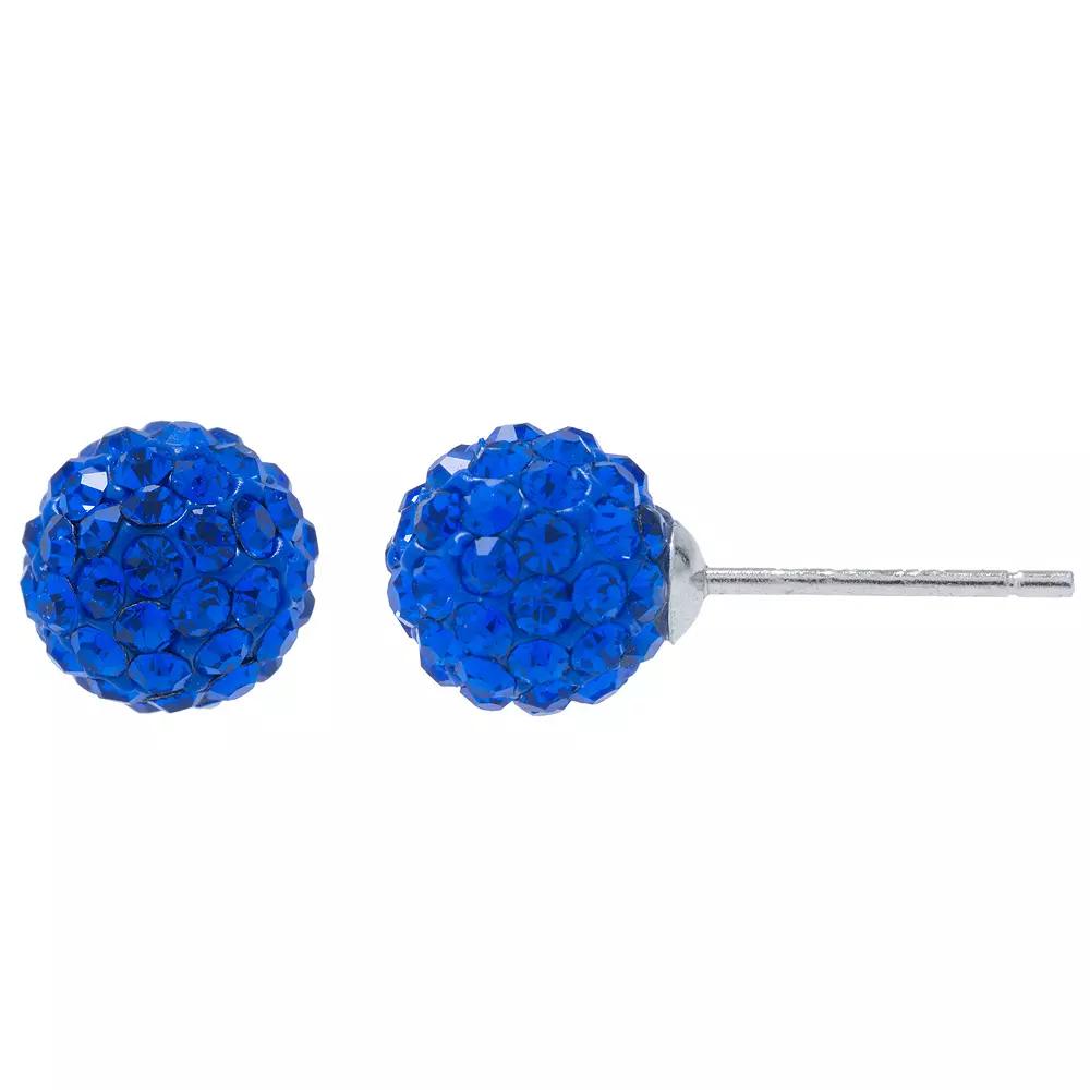 Main and Sterling Sterling Silver Crystal Ball Stud Earrings, Women's, Size: 6MM, Blue Product Image