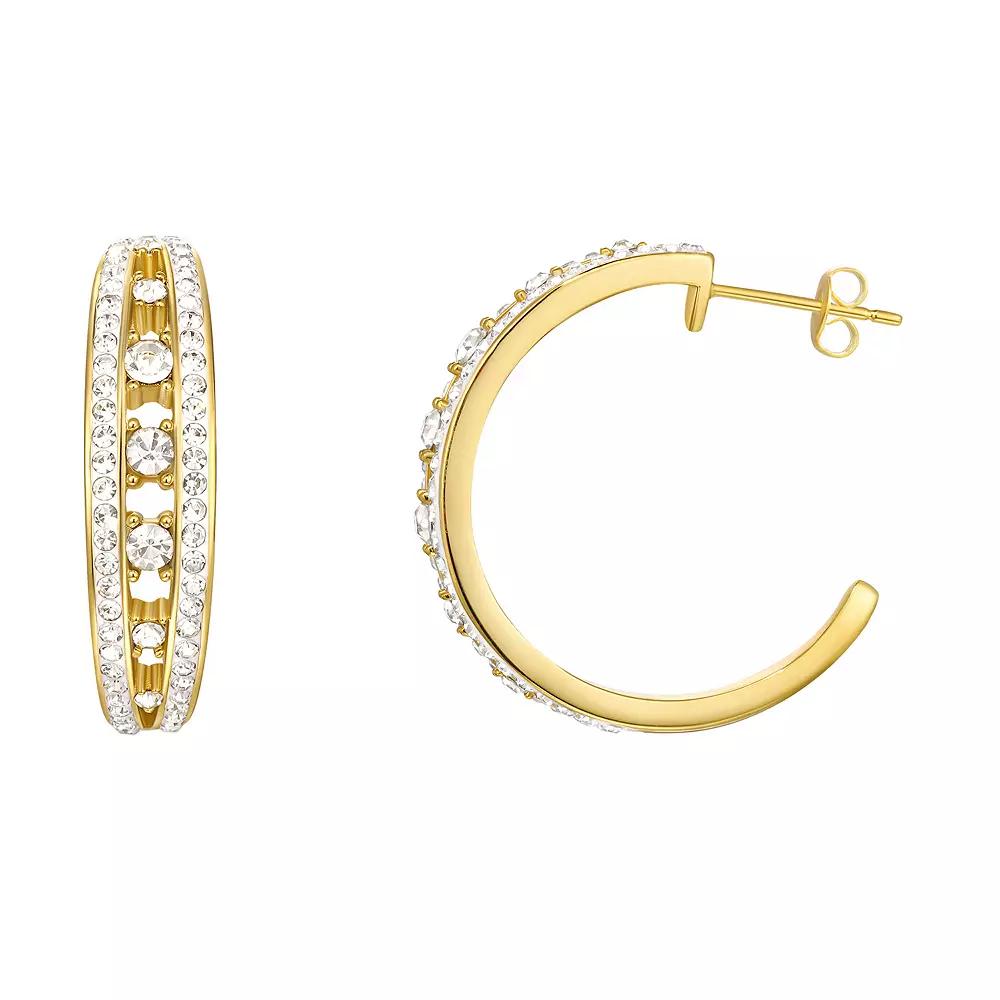 Chrystina Crystal Split Hoop Earrings, Women's, Gold Tone Product Image