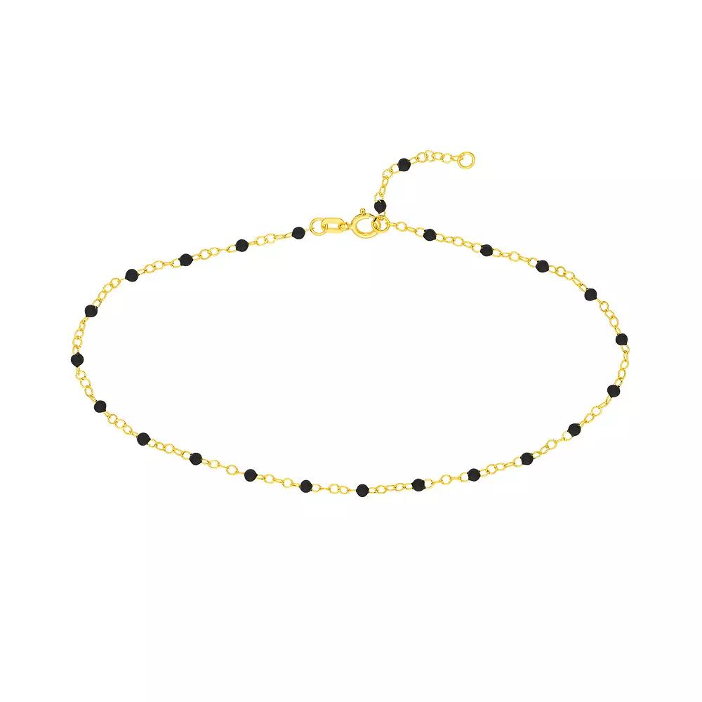Color Romance 14k Gold Colored Enamel Bead Adjustable Anklet, Womens Product Image