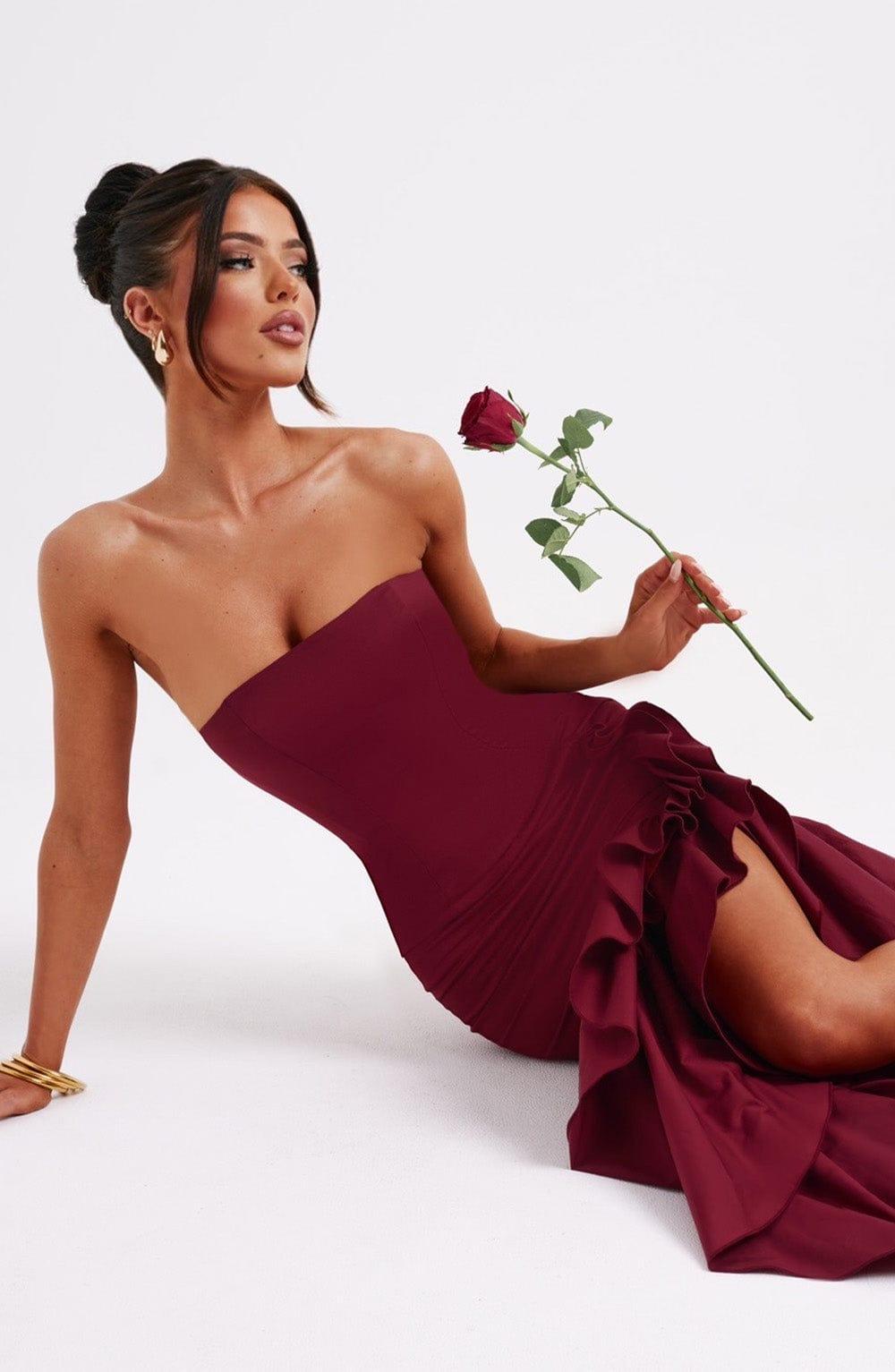 Angelina Maxi Dress - Burgundy Product Image
