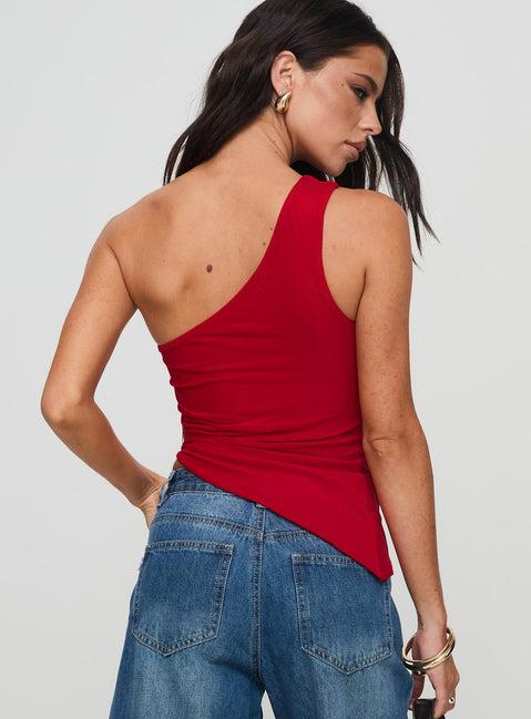 Machiatto One Shoulder Top Red Product Image