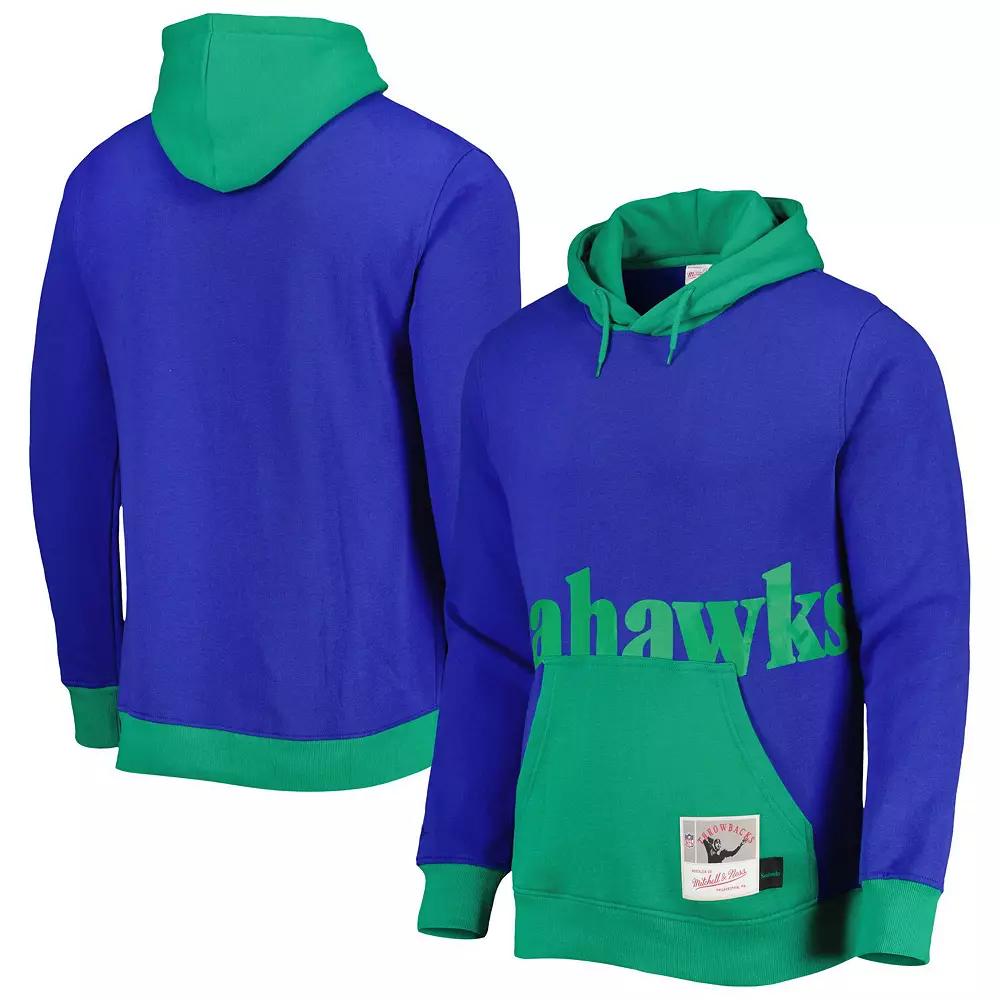 Men's Mitchell & Ness Royal Seattle Seahawks Big Face 5.0 Pullover Hoodie,  Product Image