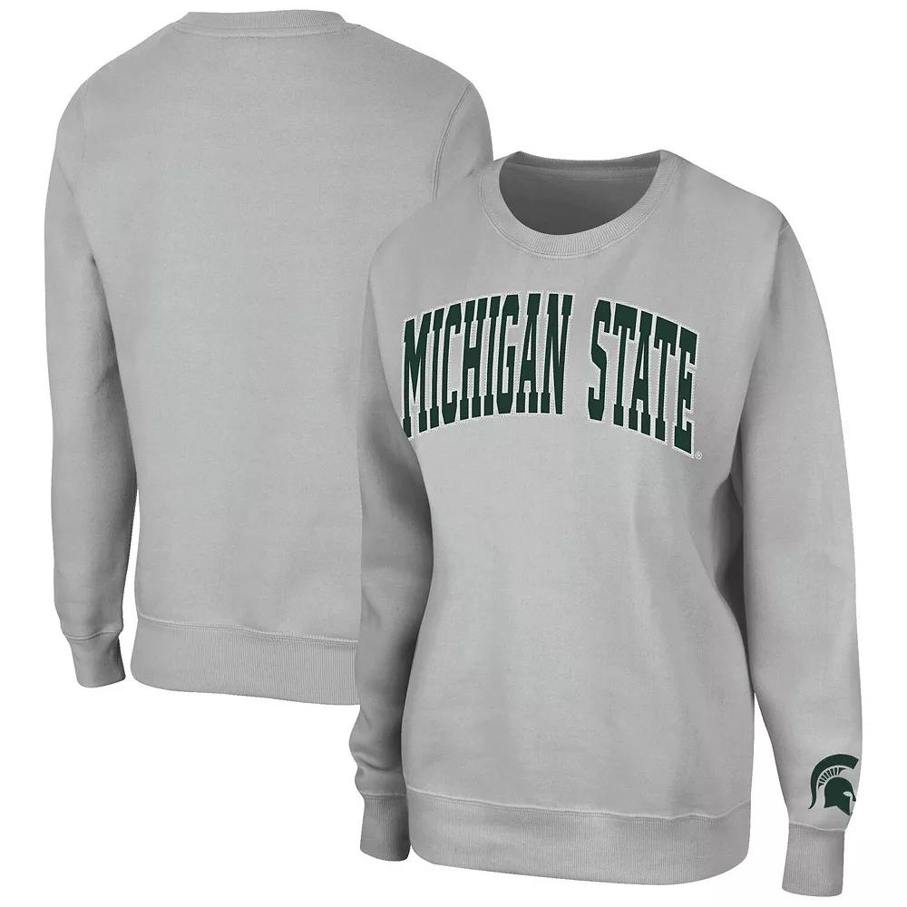 Women's Colosseum Gray Michigan State Spartans Campanile Pullover Sweatshirt,  Product Image