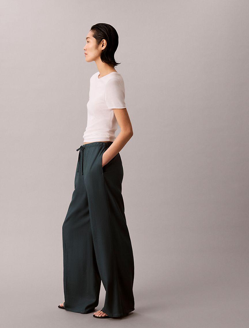 Linen Blend Wide Leg Pants Product Image