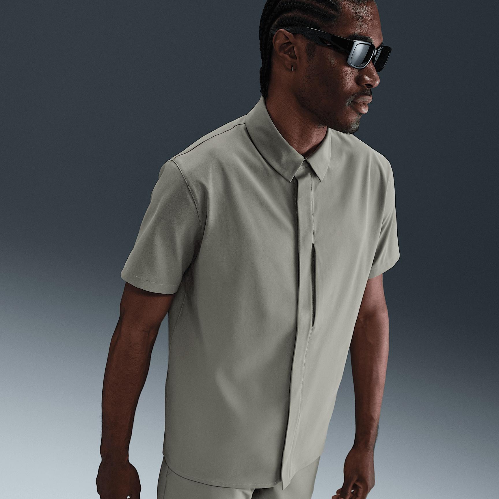 Nike Mens 24.7 PerfectStretch Dri-FIT Short-Sleeve Snap-Down Top | HQ6958-320 Product Image