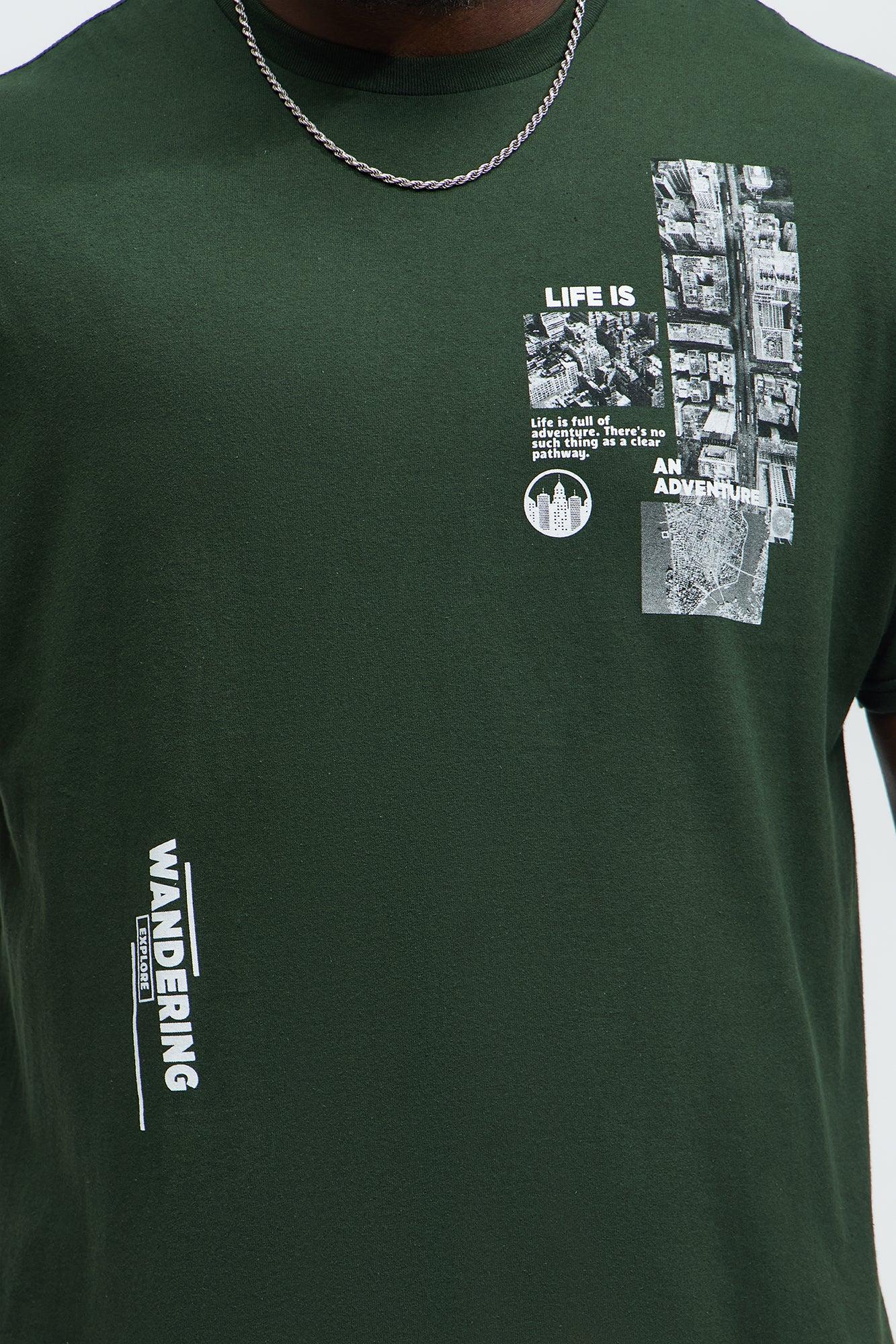 Life Is Wandering Short Sleeve Tee - Hunter Green Product Image