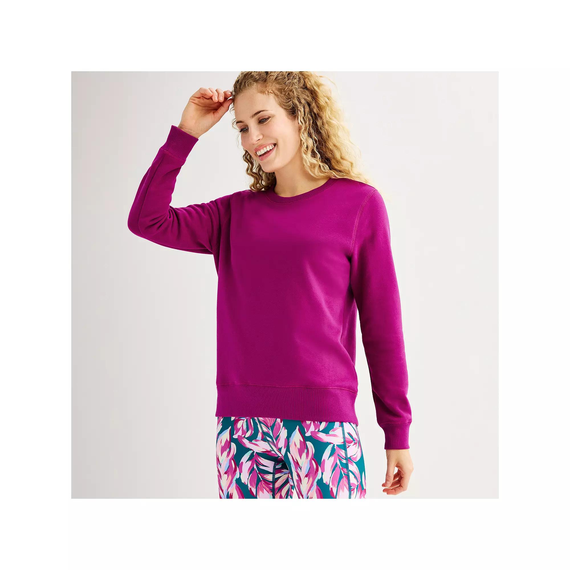 Women's Tek Gear® Ultrasoft Fleece Crewneck Sweatshirt, Size: XS Tall, Pink Grigio Product Image