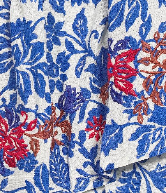 C&V Chelsea & Violet Embroidered Floral Detail Tiered Midi Skirt Product Image