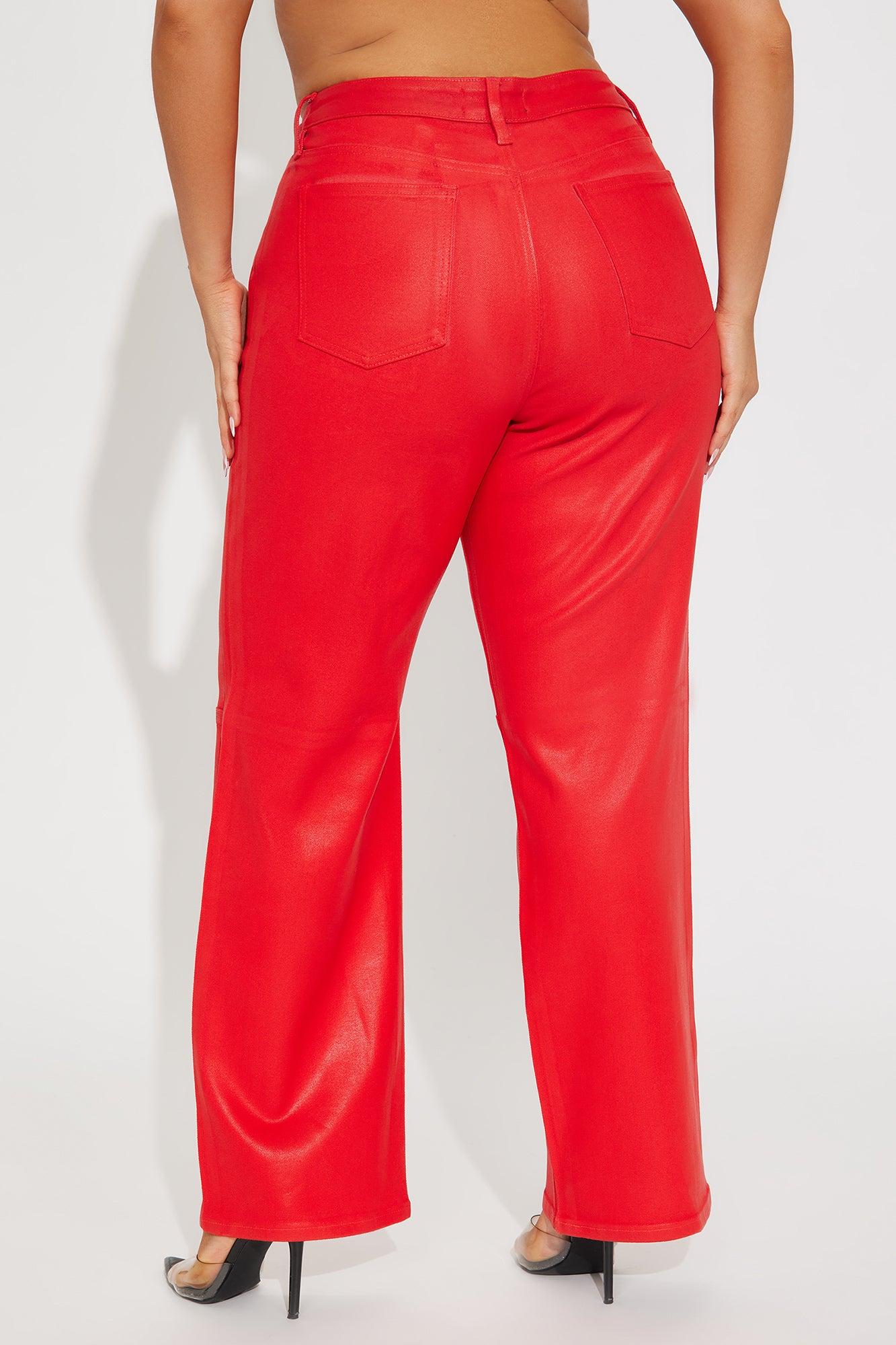Are You In Coated Straight Leg Pant - Red Product Image