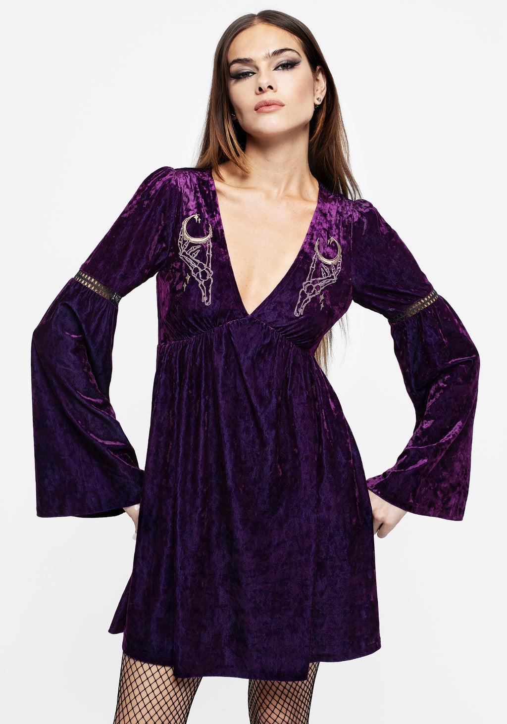 Heartache Crushed Velour Lace Mini Dress Product Image