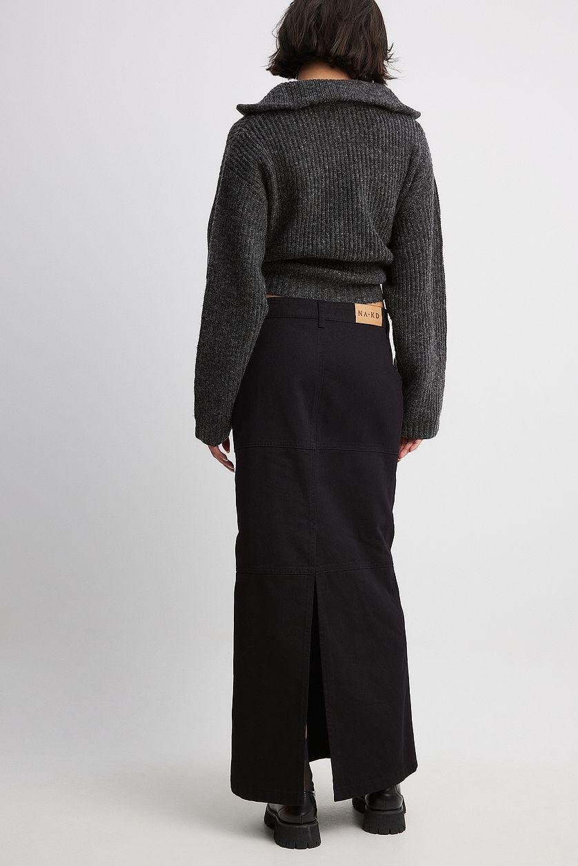 Denim Slit Maxi Skirt Product Image