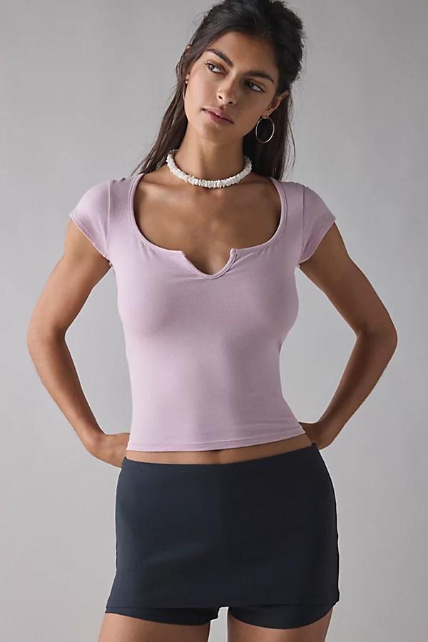 Out From Under Notch-Front Cotton Compression Baby Tee Womens at Urban Outfitters Product Image