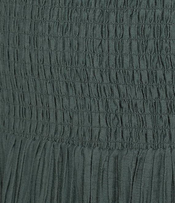 Midnight Doll Crinkle Woven Square Neck Short Puff Sleeve Smocked Bodice Dress Product Image