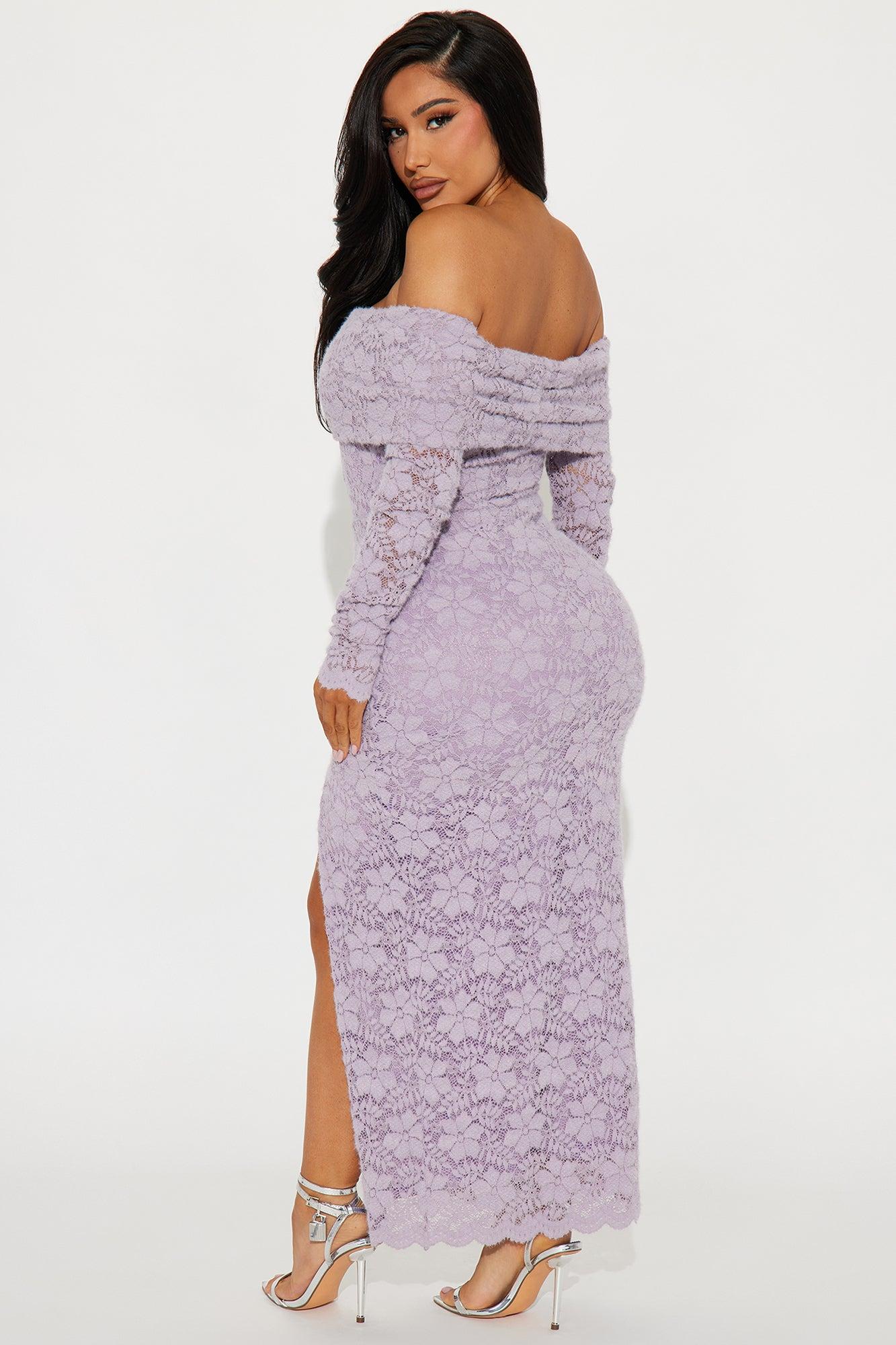 Brooklyn Off Shoulder Maxi Dress - Lavender Product Image