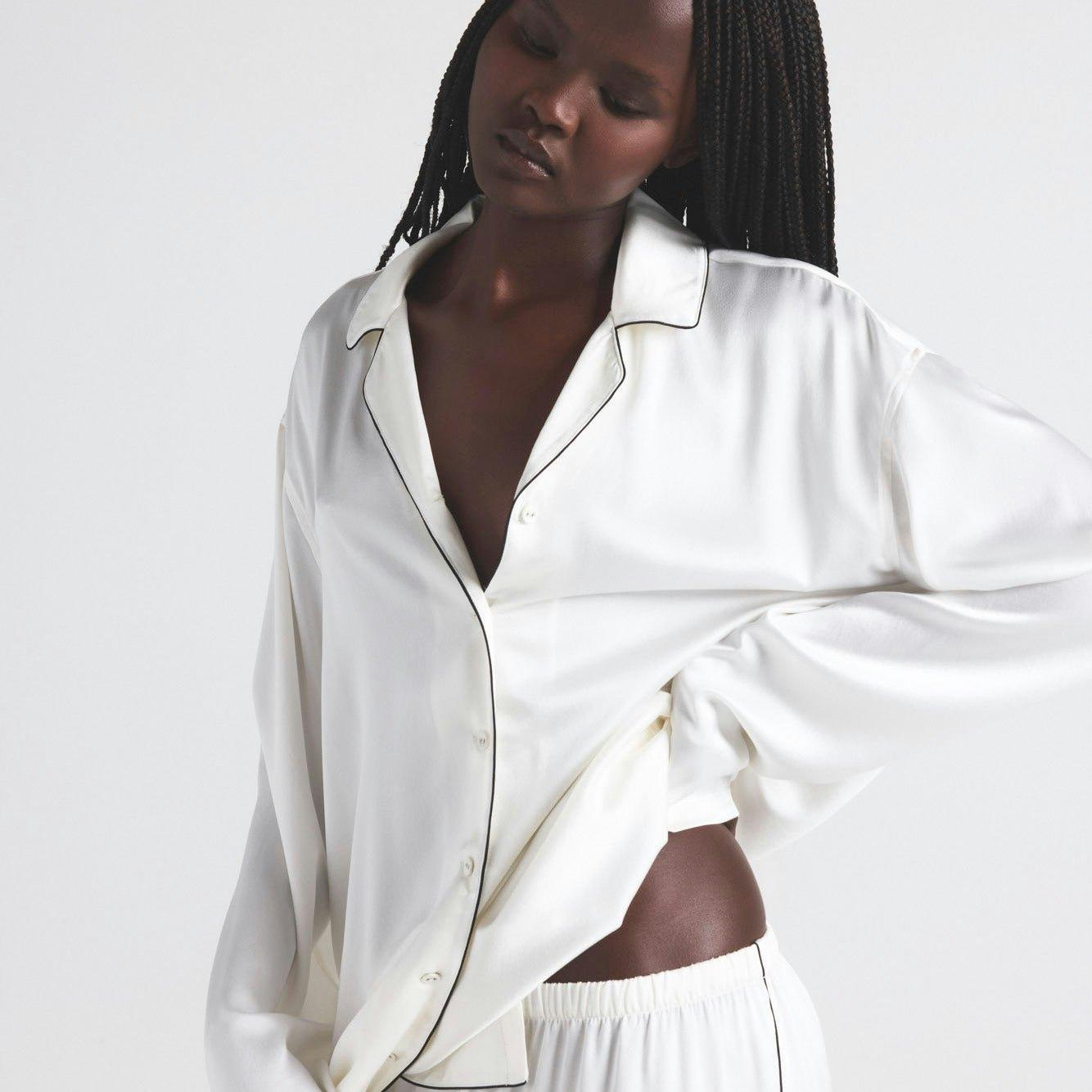 SILK LONG SLEEP SET | IVORY Product Image