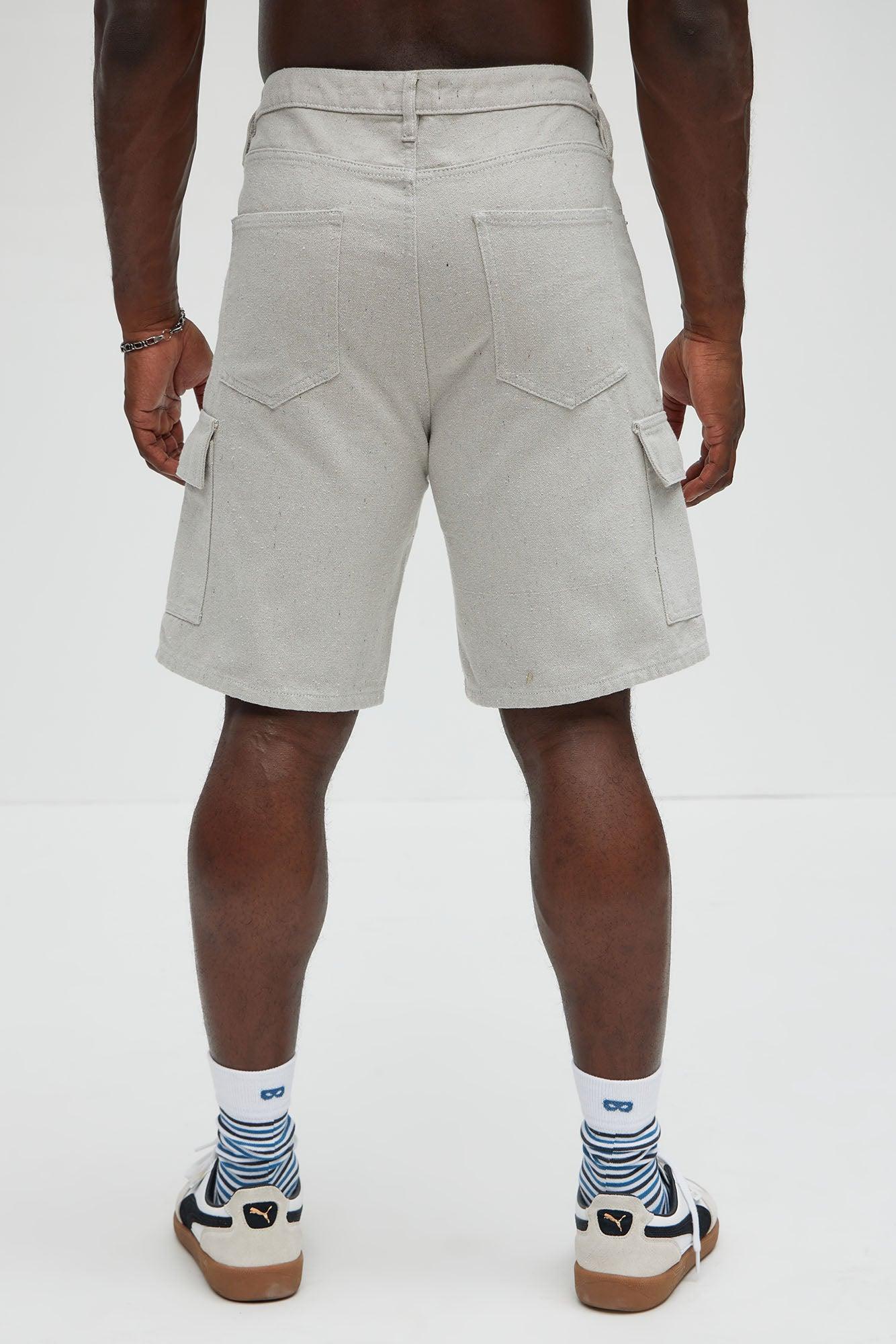 Cary Textured Relaxed Cargo Shorts - Stone Product Image