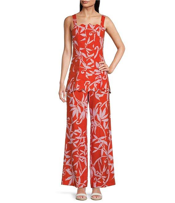 tyler boe Coordinating Vanessa Scallop Trim Square Neck Sleeveless Top Product Image