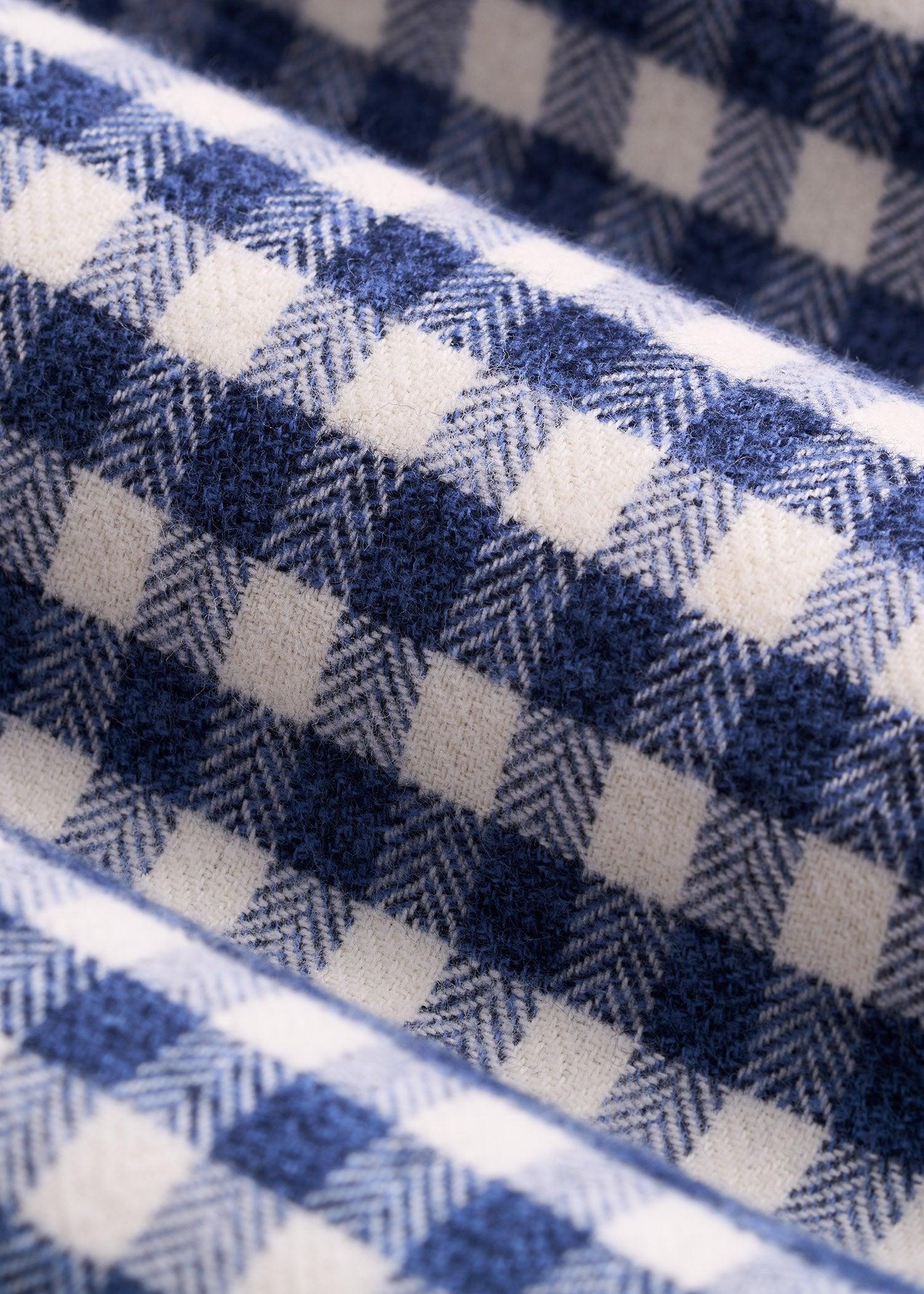 Midweight Brushed Flannel Button Shirt for Tall Men in Blue and Ecru Gingham Male Product Image