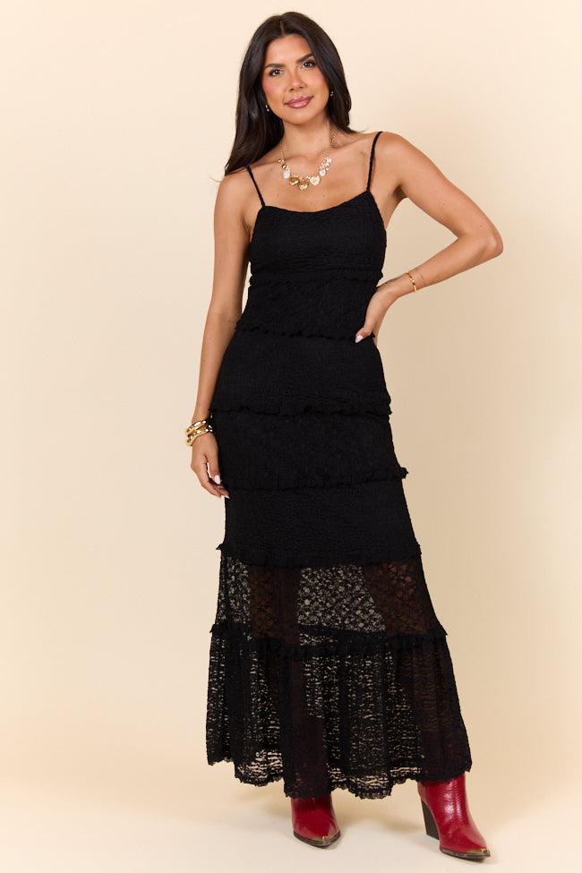Summer Rendezvous Black Lace Maxi Dress SALE Product Image
