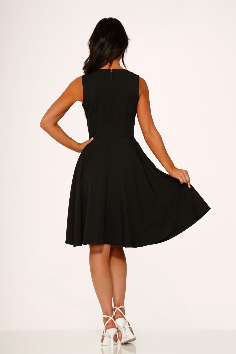 Black & White Piping Swing Dress Product Image