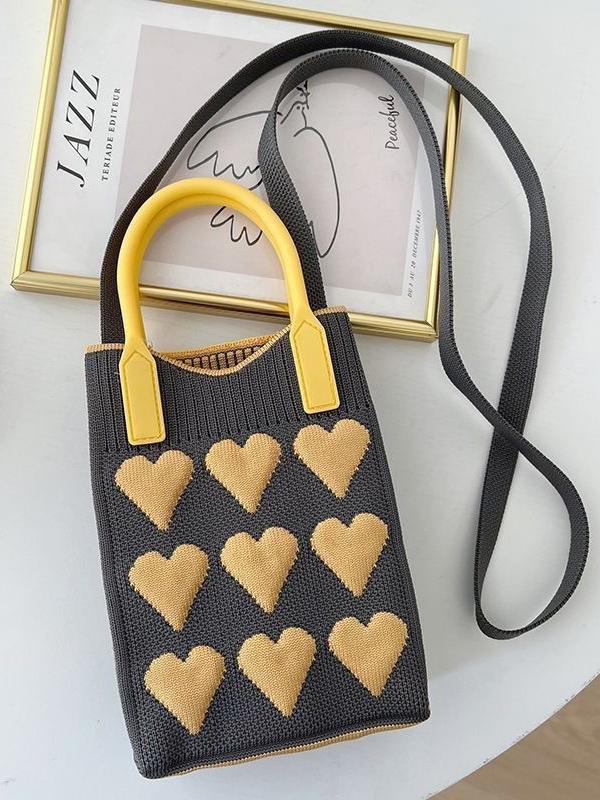 Heart Print Split-Joint Bags Crossbody Bags Handbags Product Image