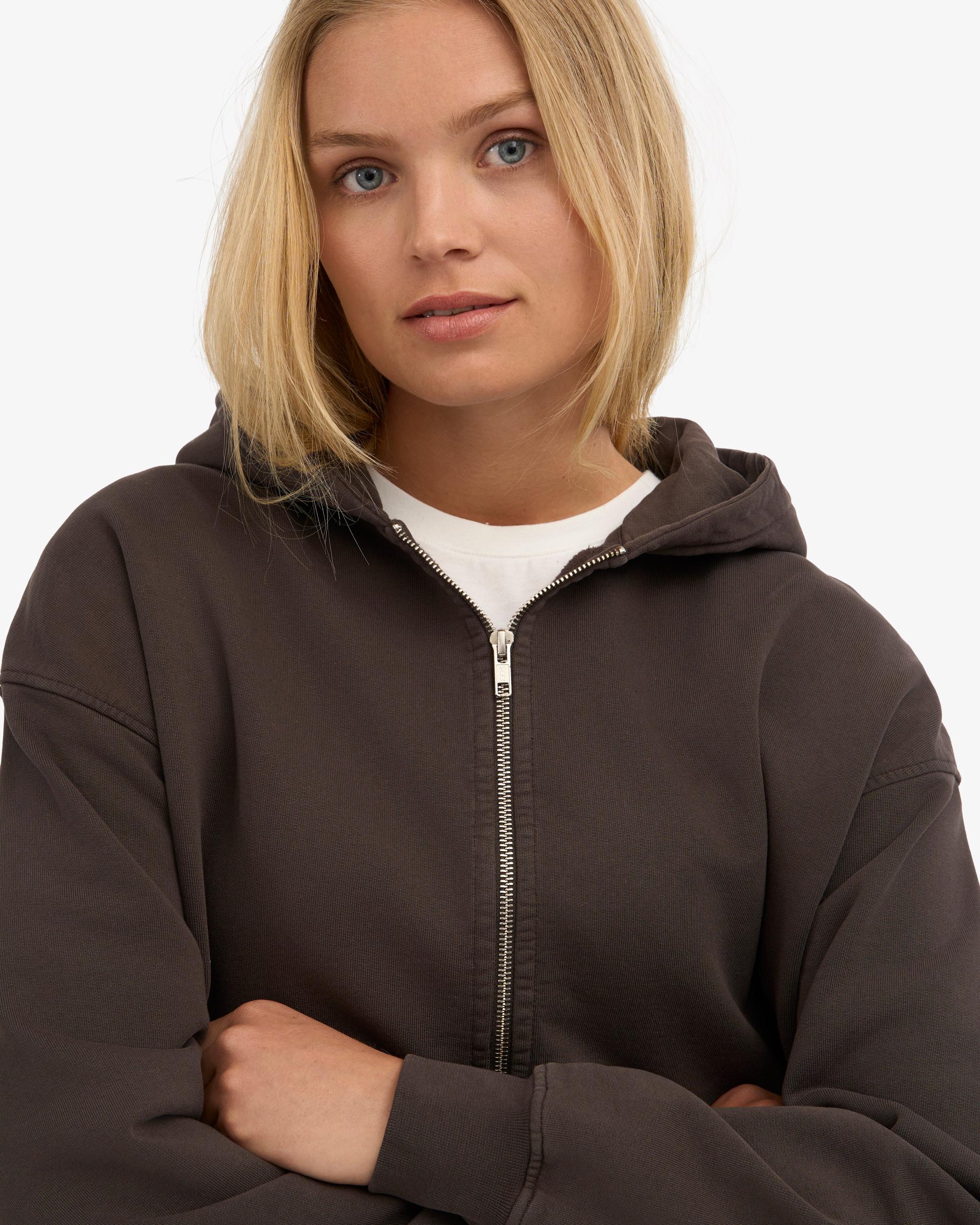 Organic Oversized Zip Hood - Coffee Brown Product Image