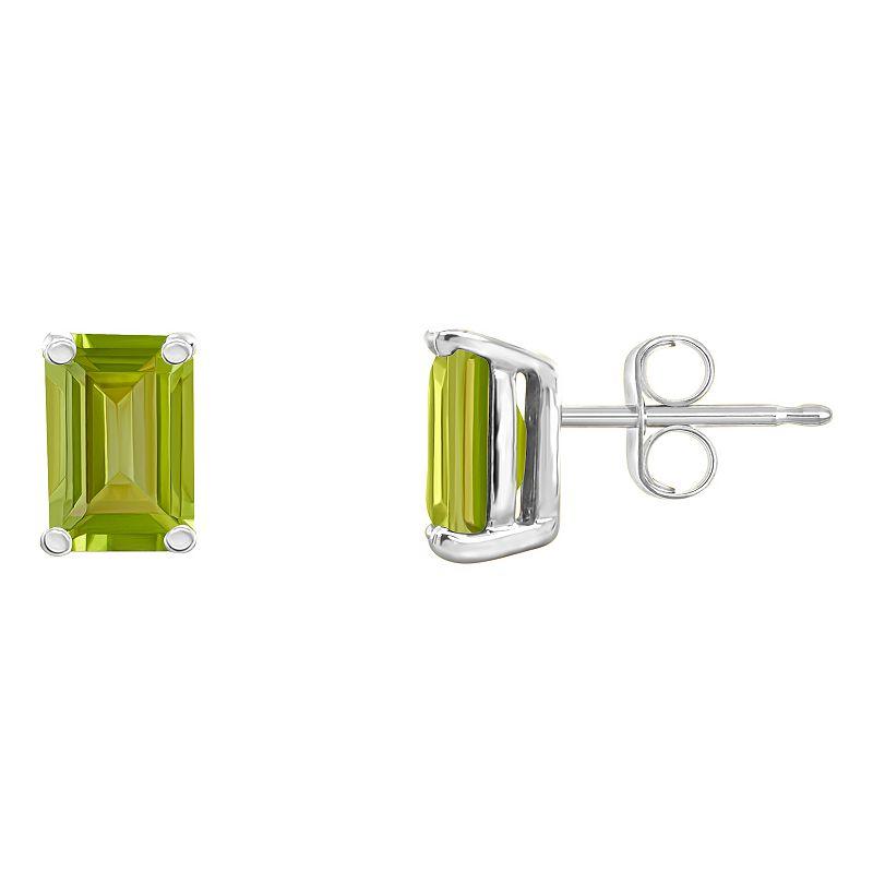 Celebration Gems 14k Gold Emerald Cut Peridot Stud Earrings, Women's, 14k Whgold Product Image