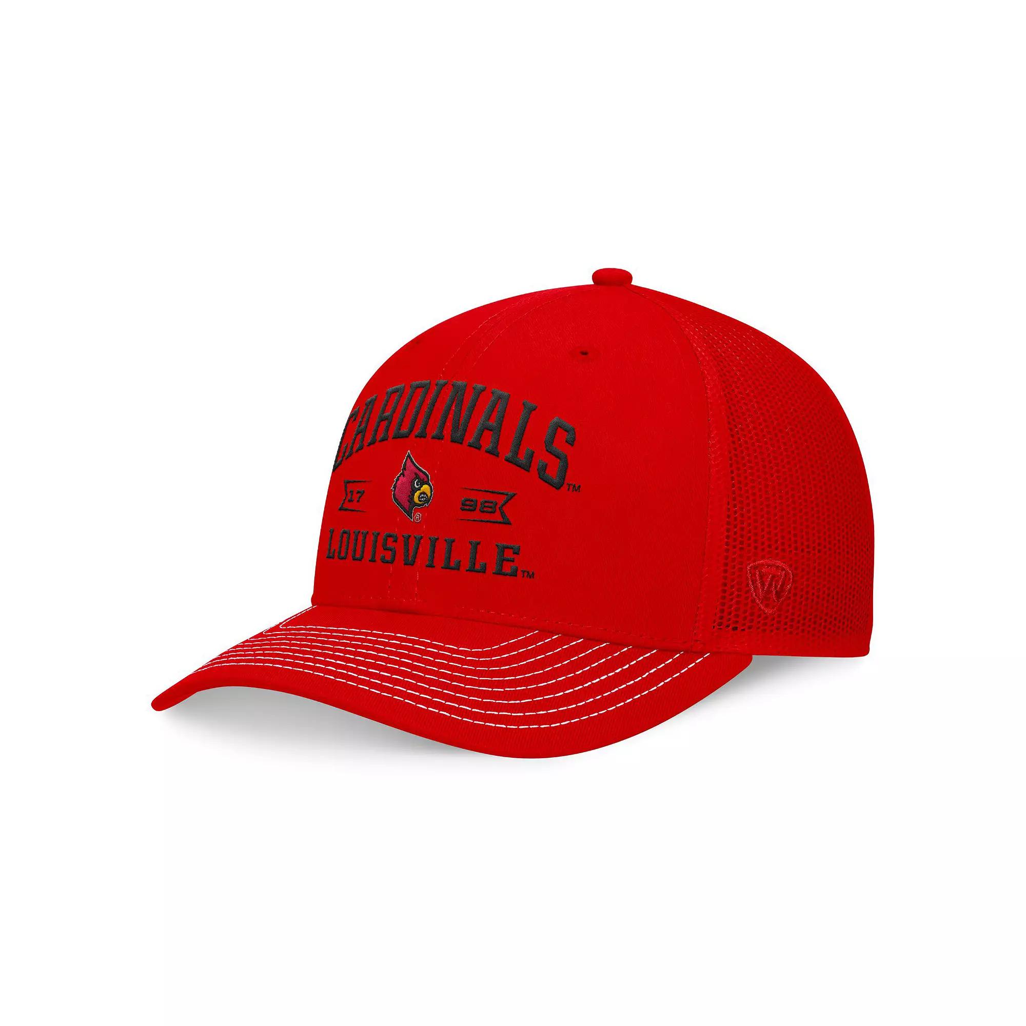 Men's Top of the World Red Louisville Cardinals Carson Trucker Adjustable Hat Product Image