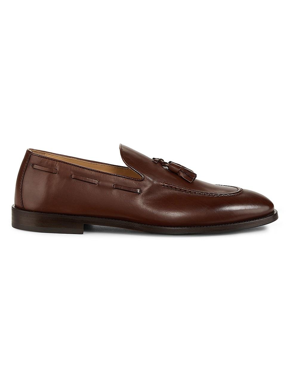 Mens Tassel-Accented Leather Loafers Product Image