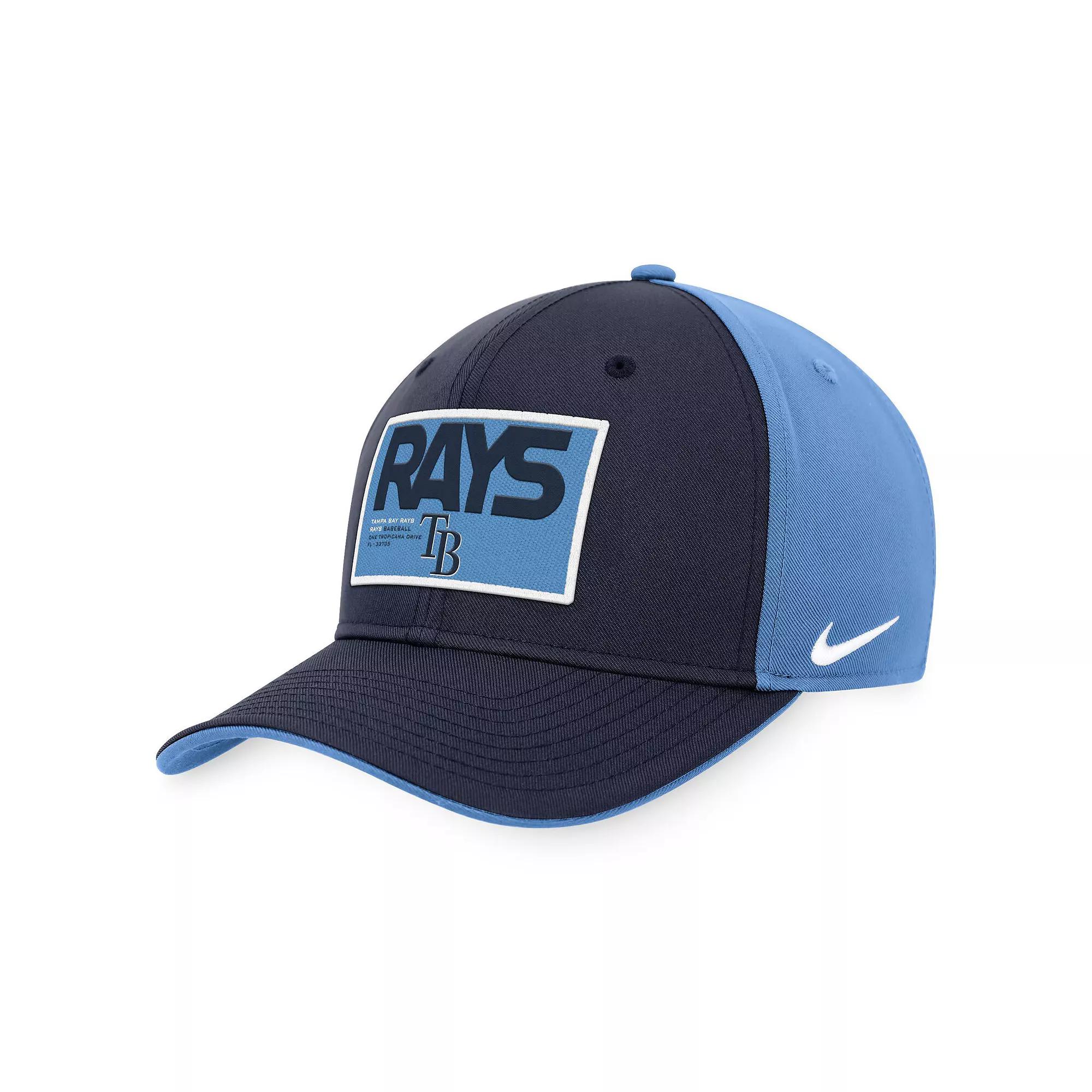 Men's Nike Navy/Light Blue Tampa Bay Rays Classic99 Colorblock Performance Snapback Hat Product Image