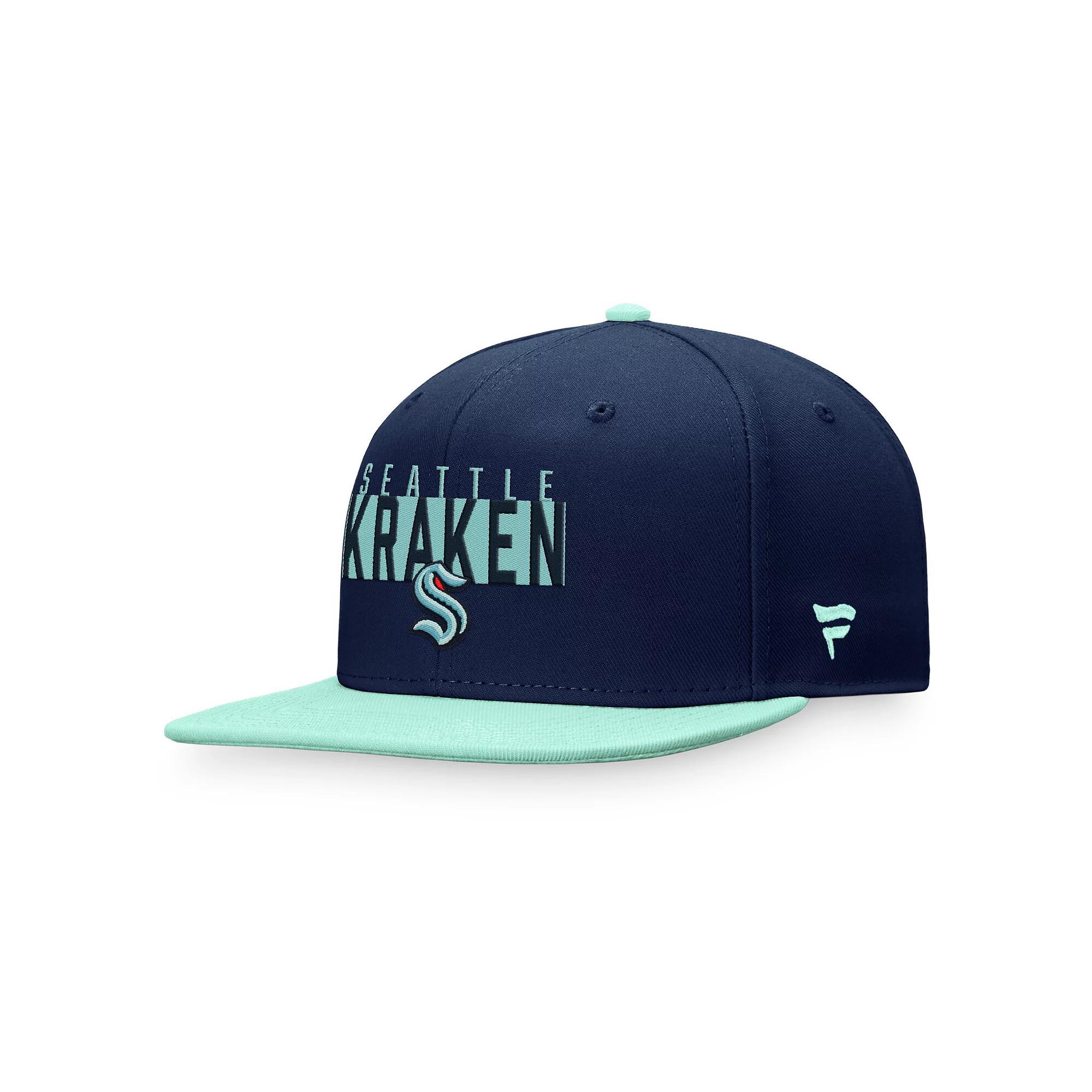 Men's Fanatics Branded Deep Sea Blue/Light Blue Seattle Kraken Fundamental Colorblocked Snapback Hat, Krk Blue Product Image