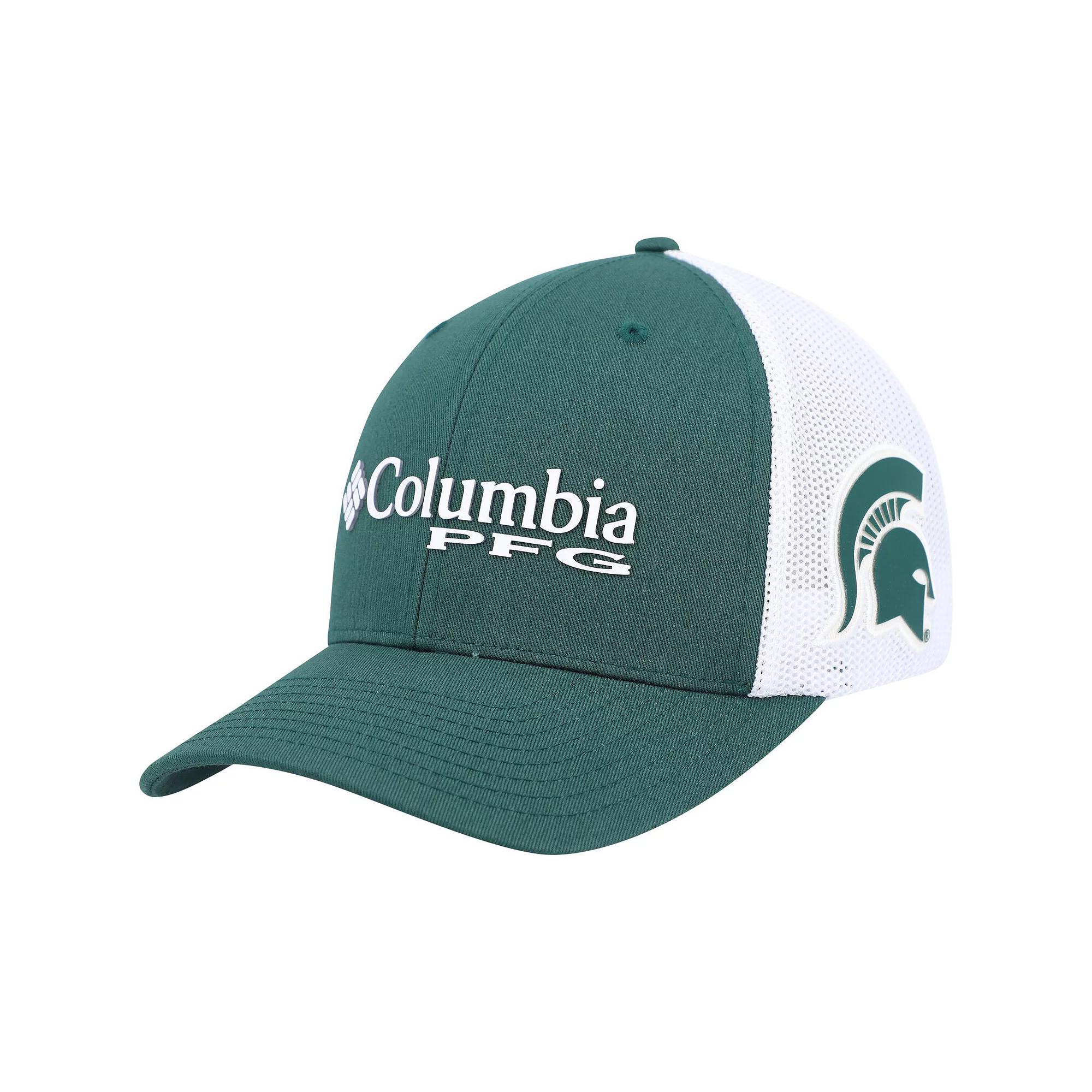 Men's Columbia Green/White Michigan State Spartans PFG Flex Hat, Size: Large/XL Product Image