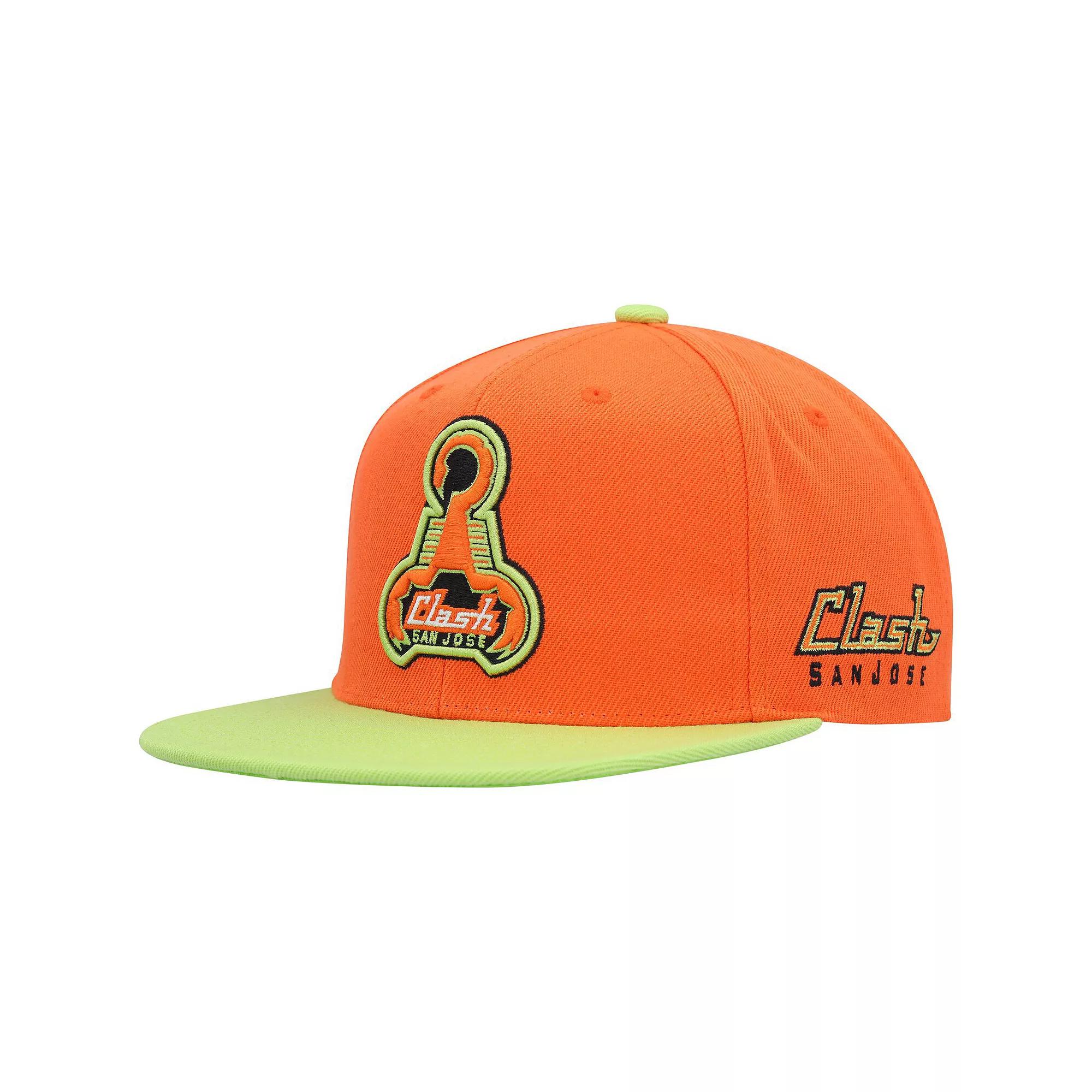 Men's Mitchell & Ness Orange San Jose Earthquakes Throwback Logo Snapback Hat, Sje Orange Product Image