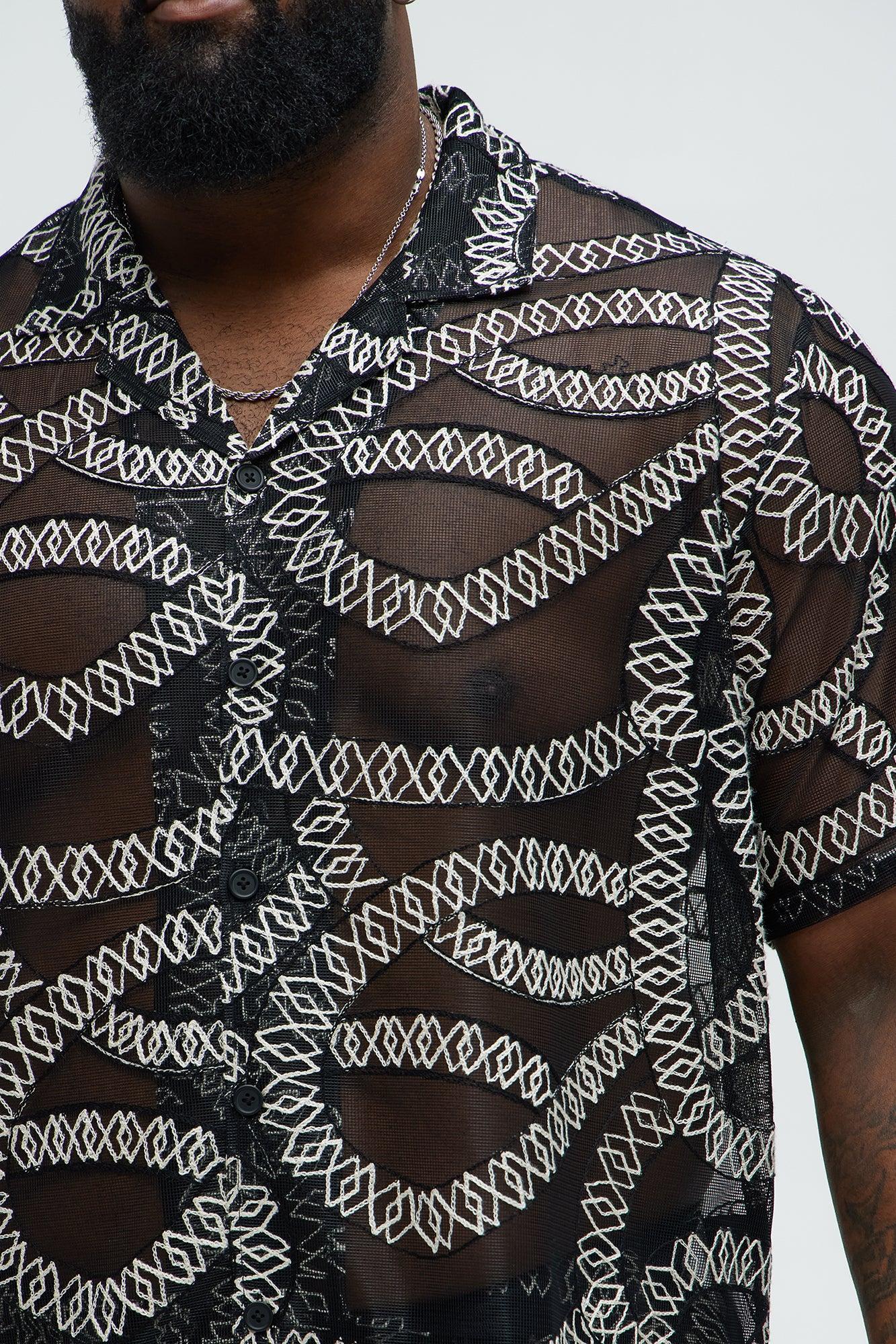 Embroidered Netting Shirt - Black Product Image