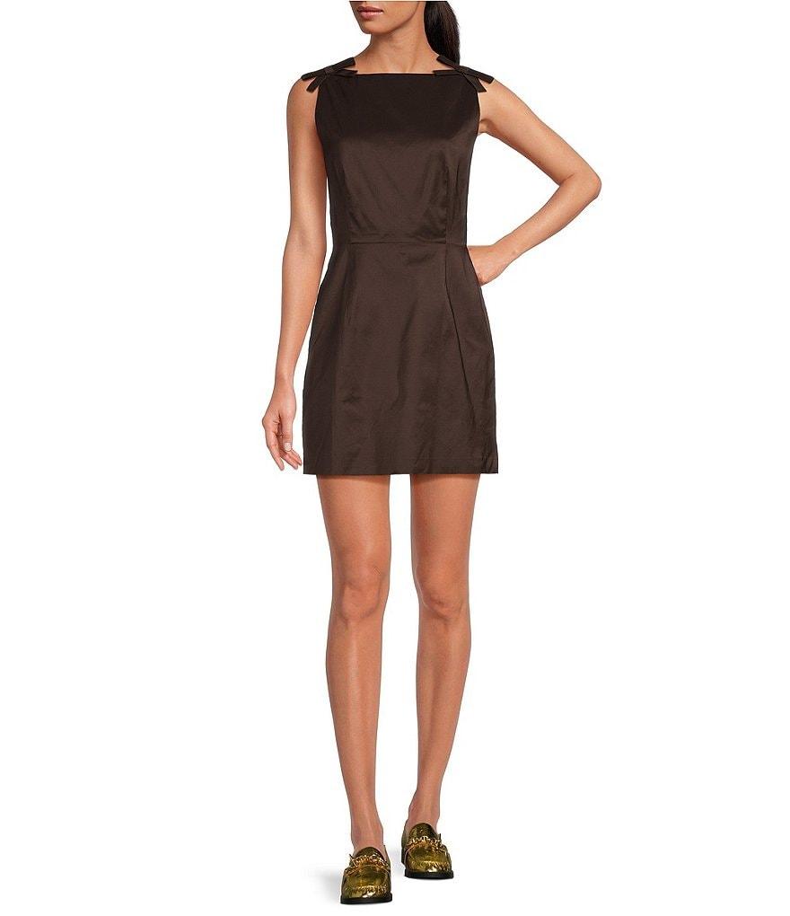 Gianni Bini x Lilly Sisto Blakely Taffeta Boat Neck Bow Detail Sleeveless Scoop Back Mini Dress Product Image