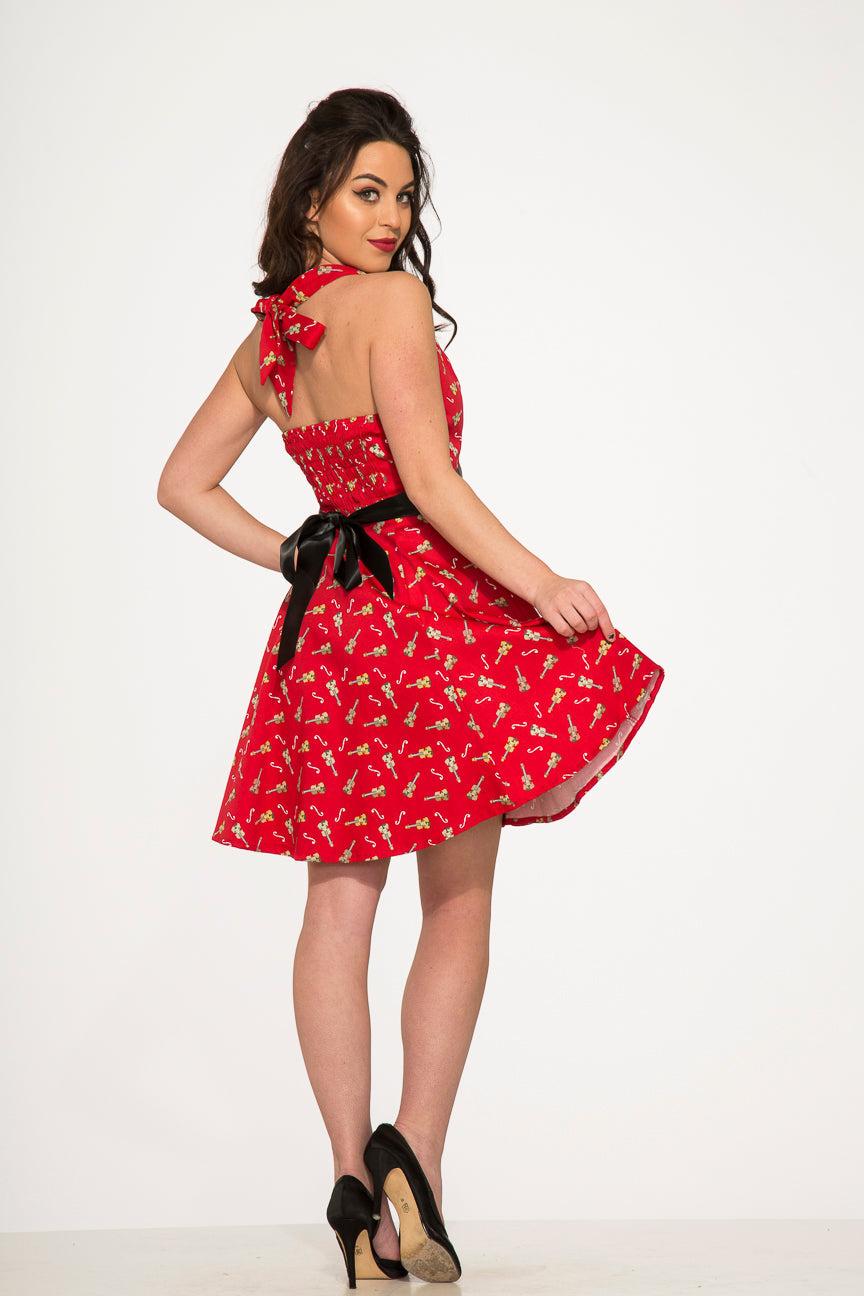Red Violin Halter Swing Dress Product Image